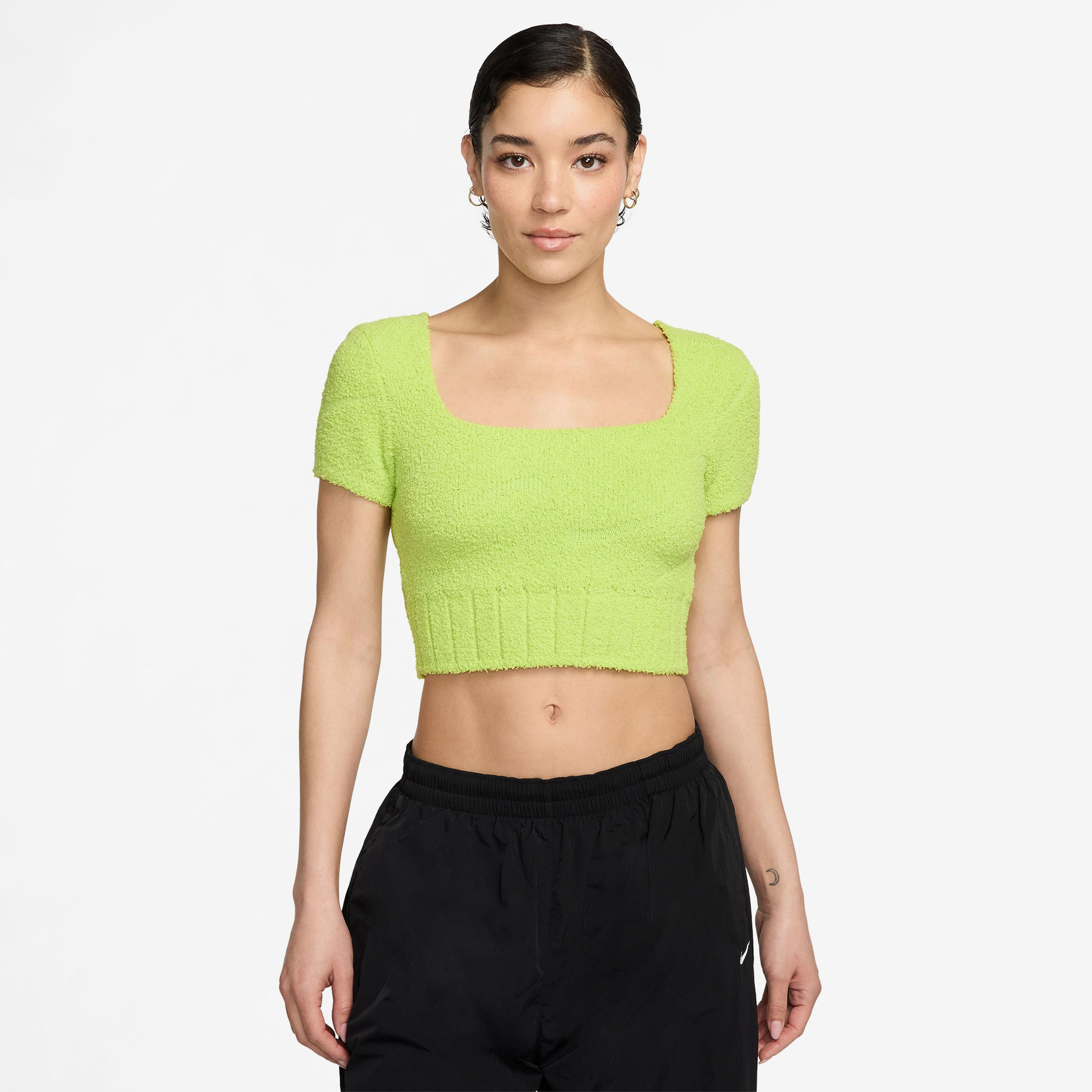 Nike Sportswear Phoenix Cozy Bouclé Kadın Yeşil Crop T-Shirt