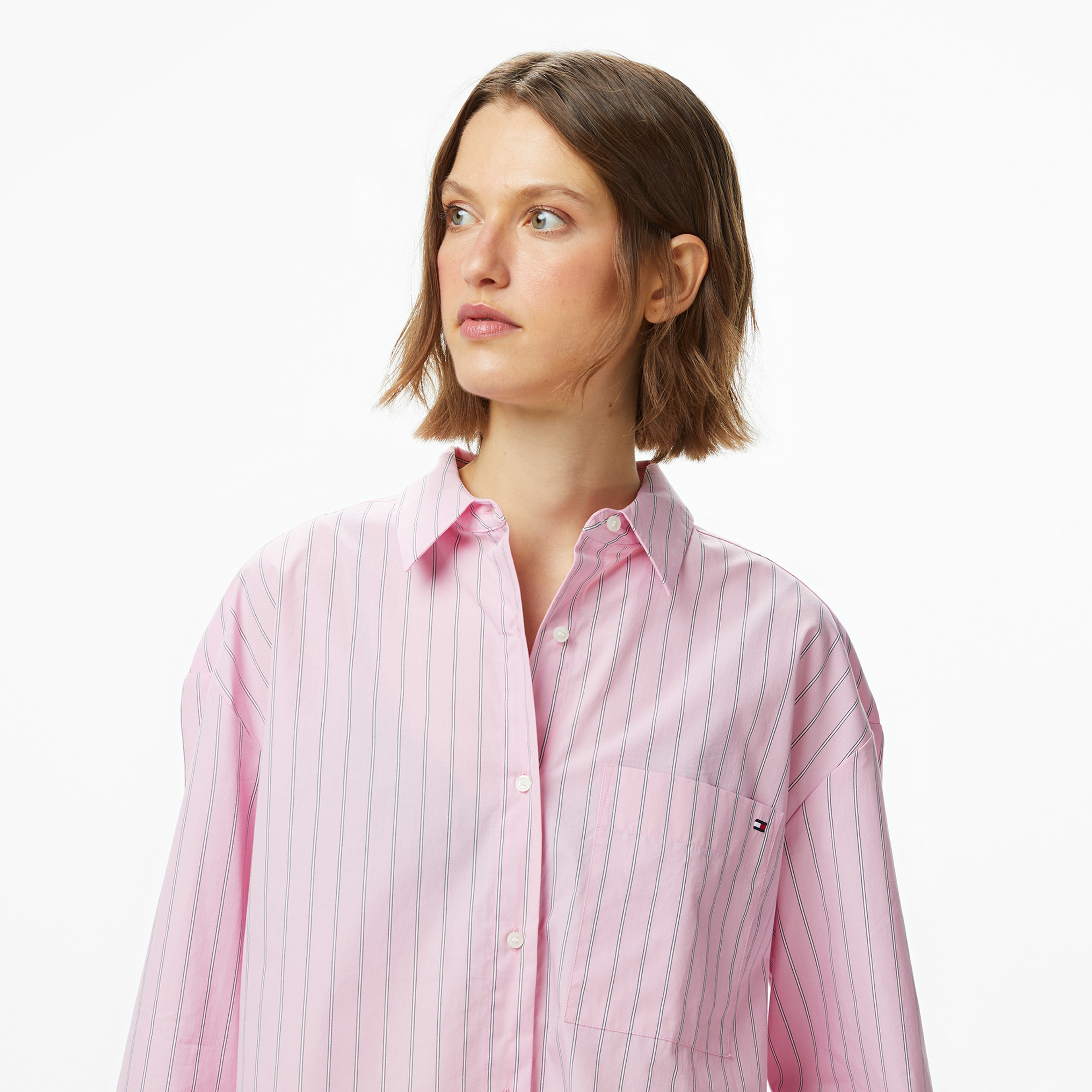 Tommy Hilfiger Essentials Poplin New Easy Kadın Pembe Gömlek