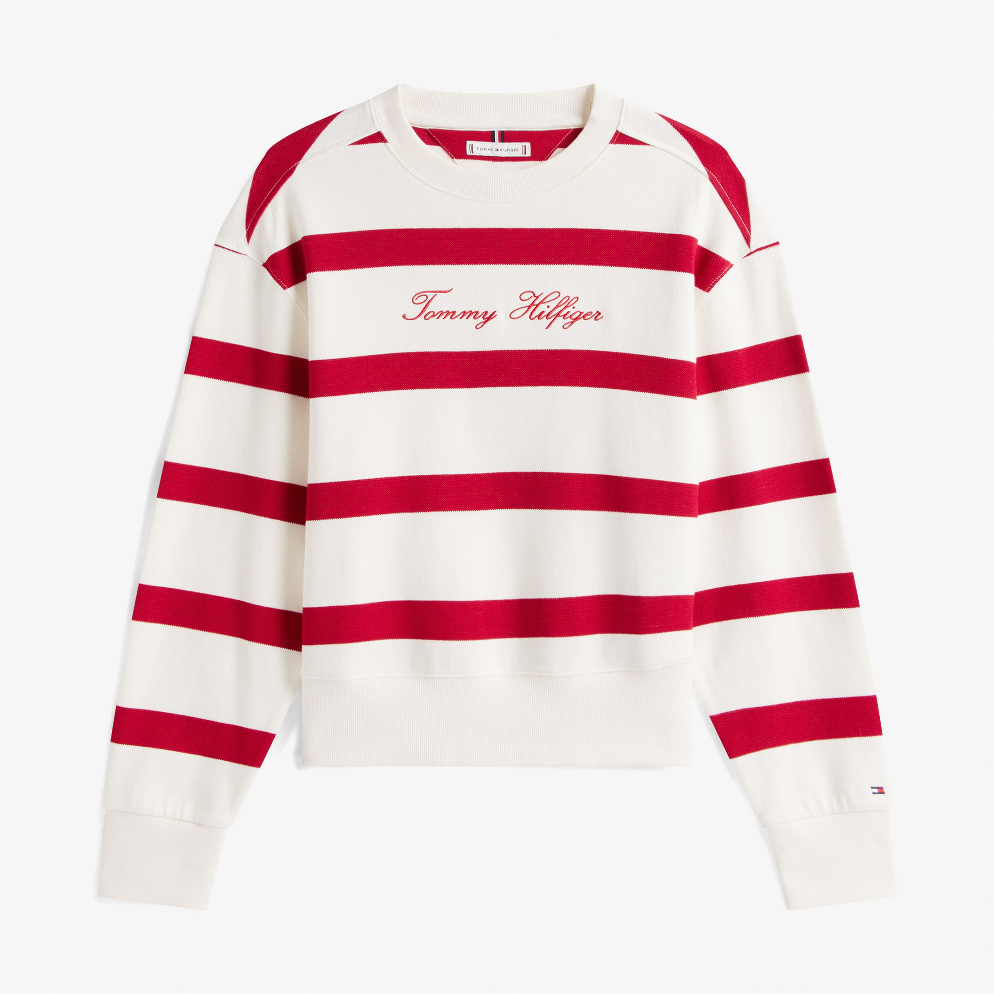 Tommy Hilfiger Script Regular Pique Kadın Beyaz Sweatshirt