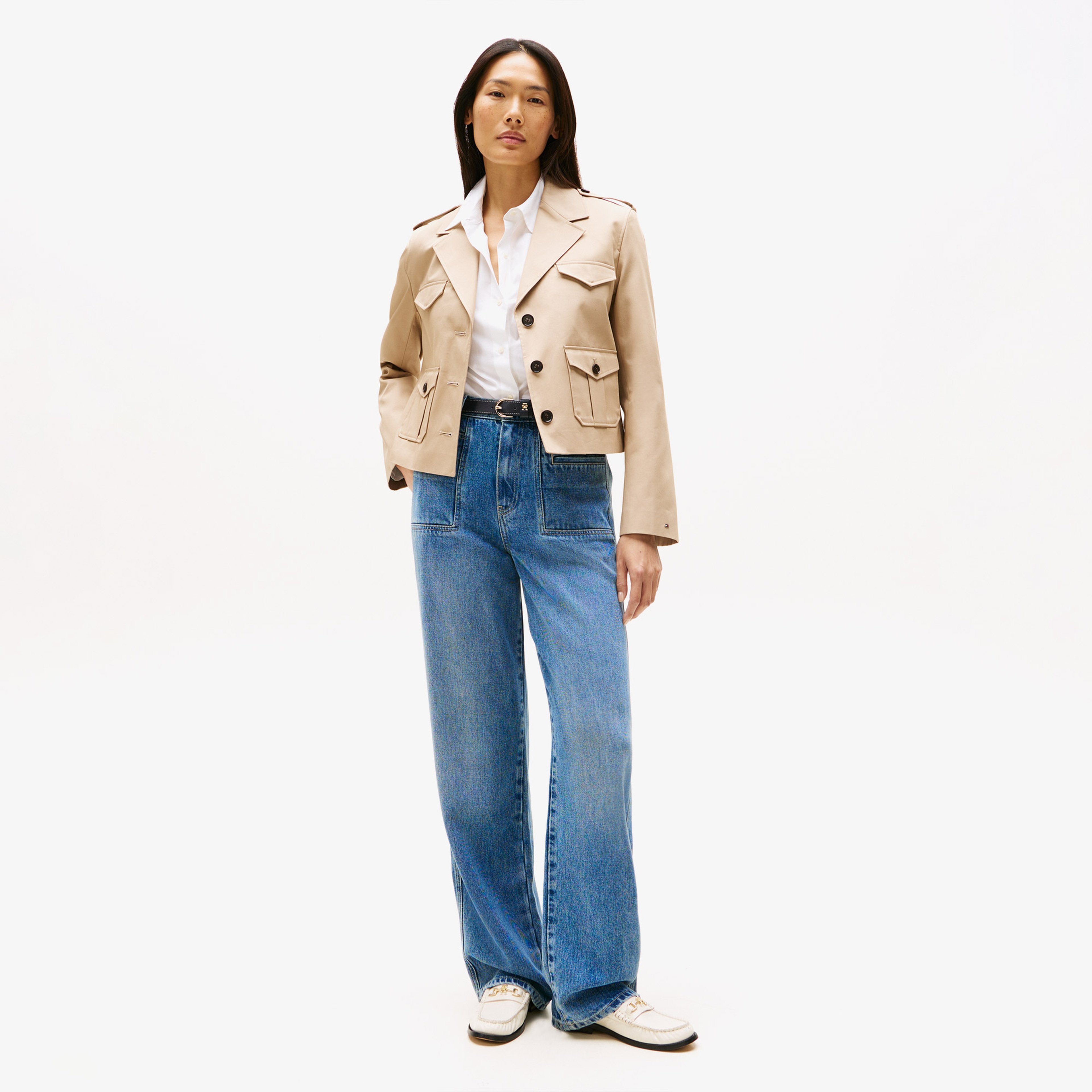 Tommy Hilfiger Cotton Regular Lady Kadın Bej Blazer Ceket