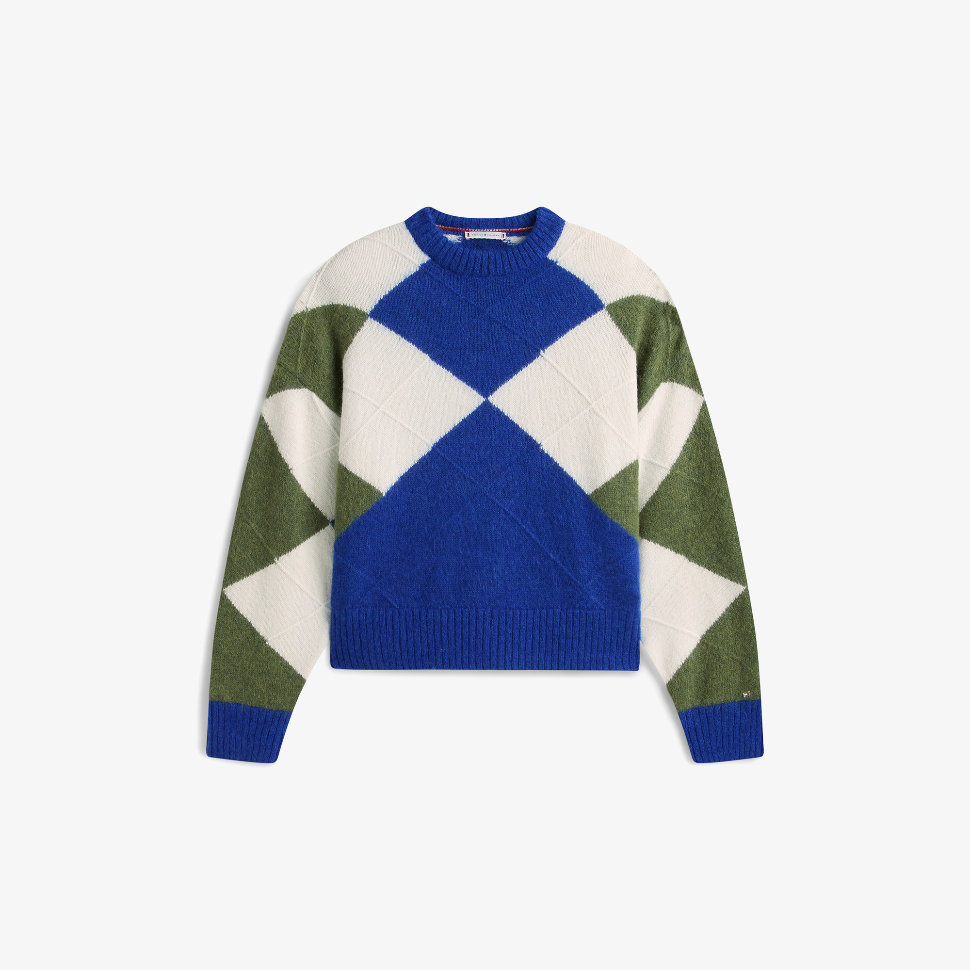 Tommy Hilfiger Alpaca Blend Argyle Kadın Mavi Kazak
