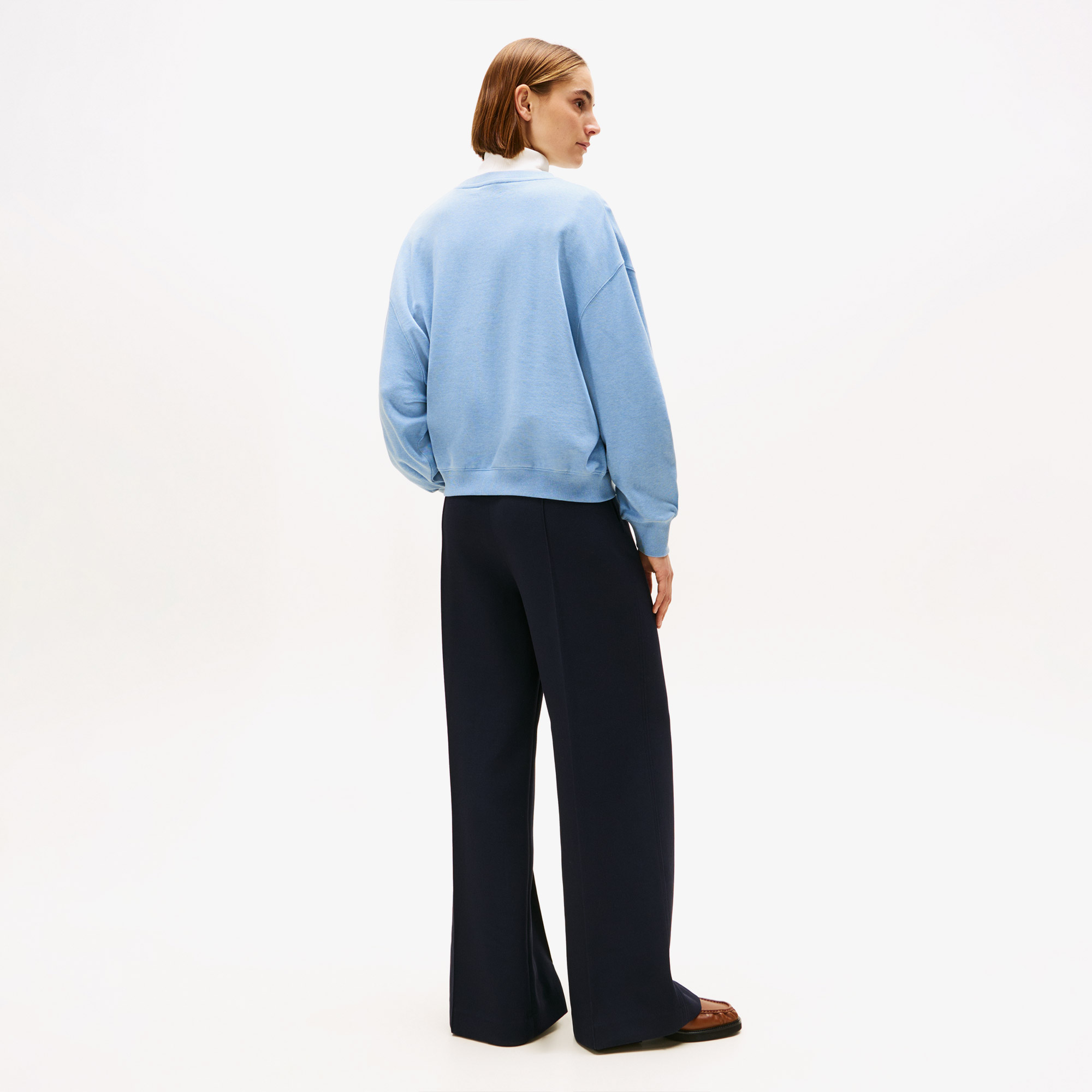 Tommy Hilfiger Classic Script Terry Kadın Mavi Sweatshirt