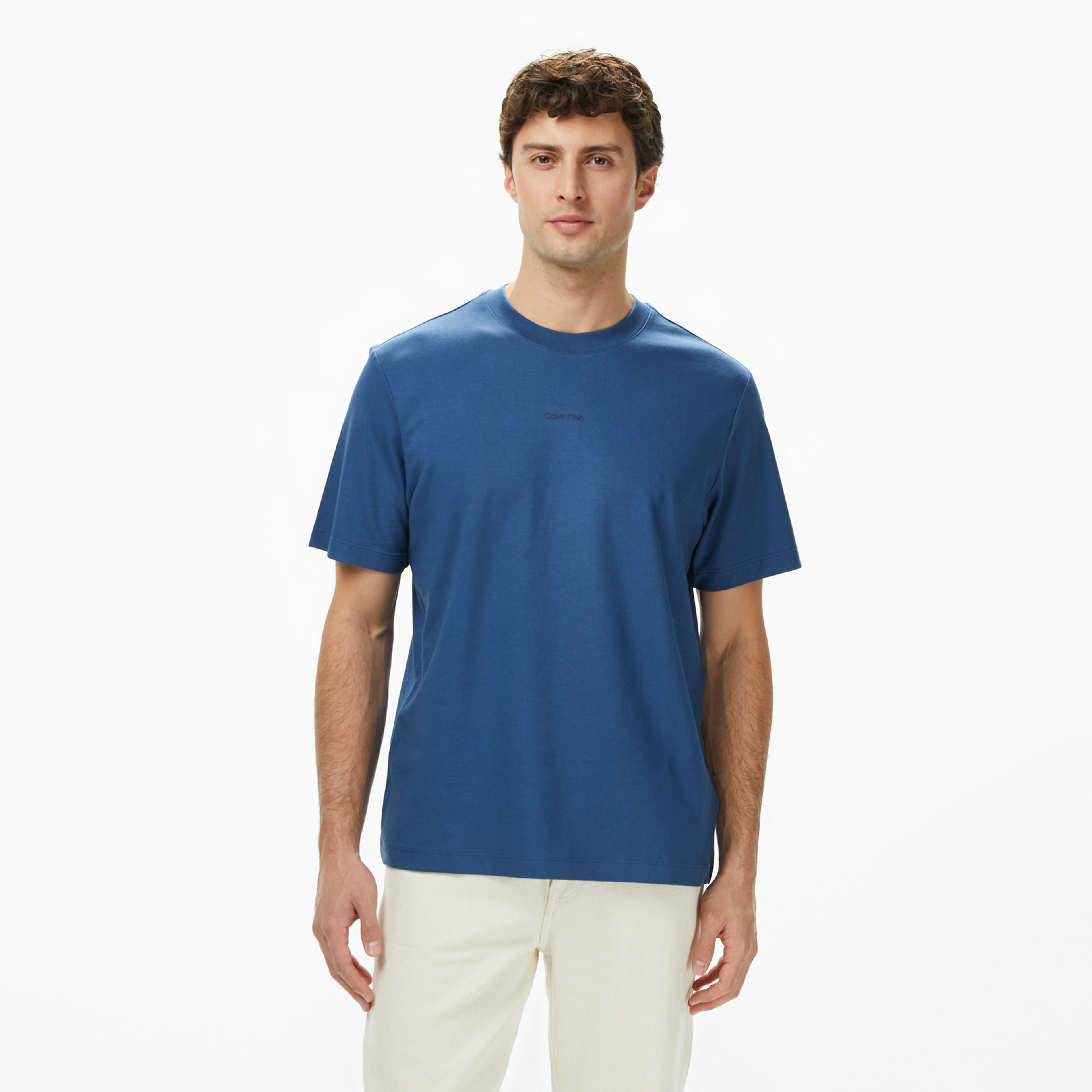 Calvin Klein Pique Nano Erkek Mavi T-Shirt