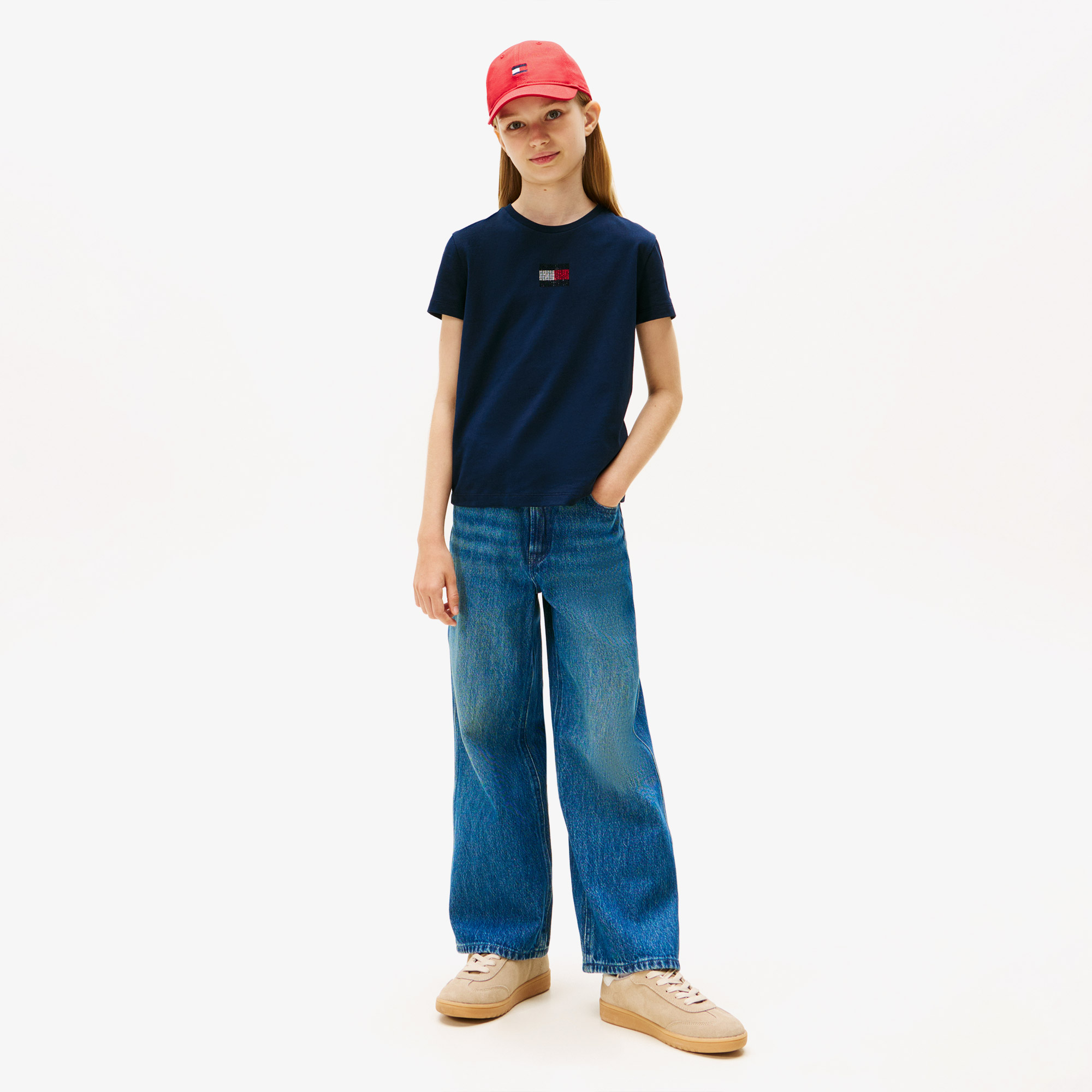 Tommy Hilfiger Rhine Stone Flag Çocuk Lacivert T-Shirt