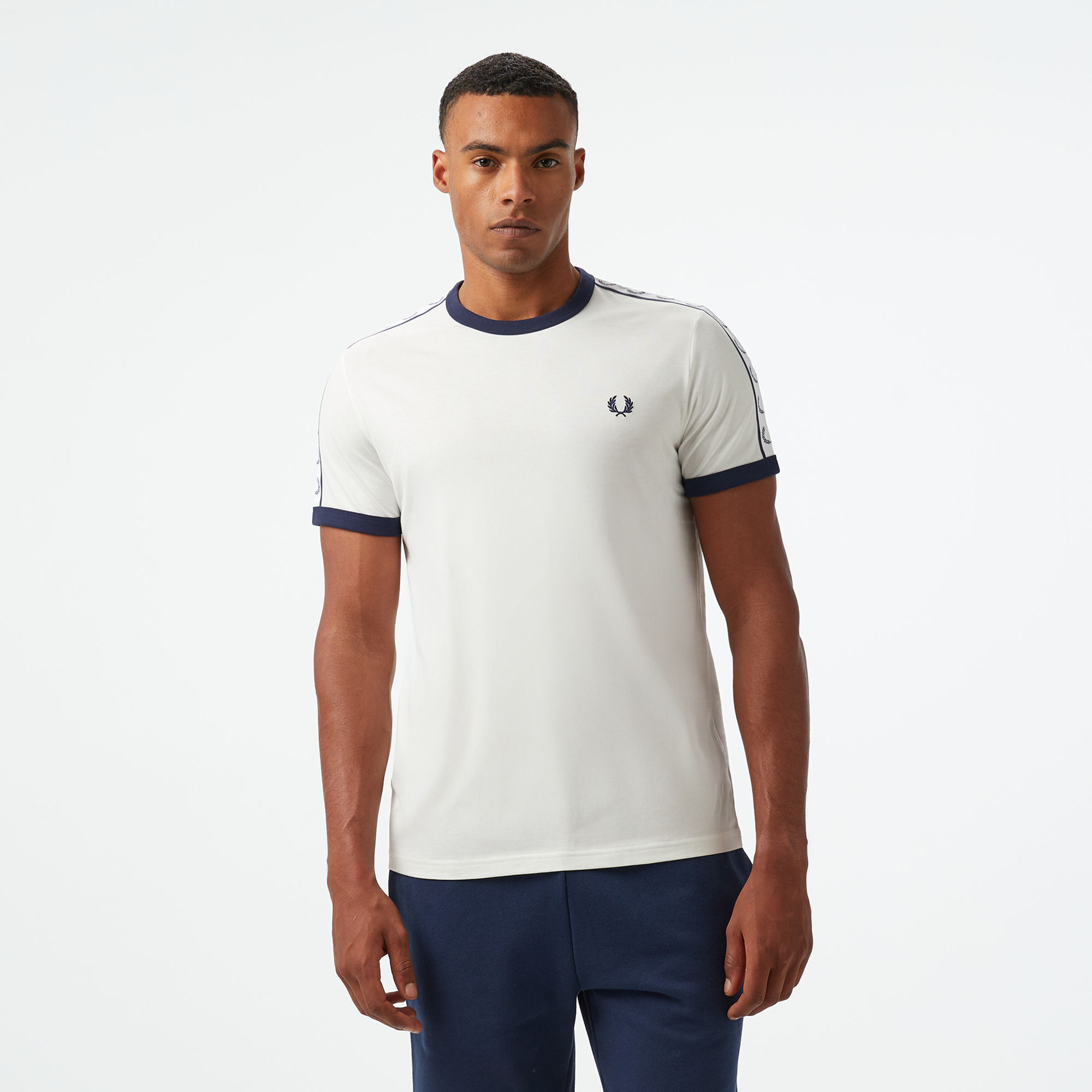 Fred Perry Taped Ringer Erkek Beyaz T-Shirt