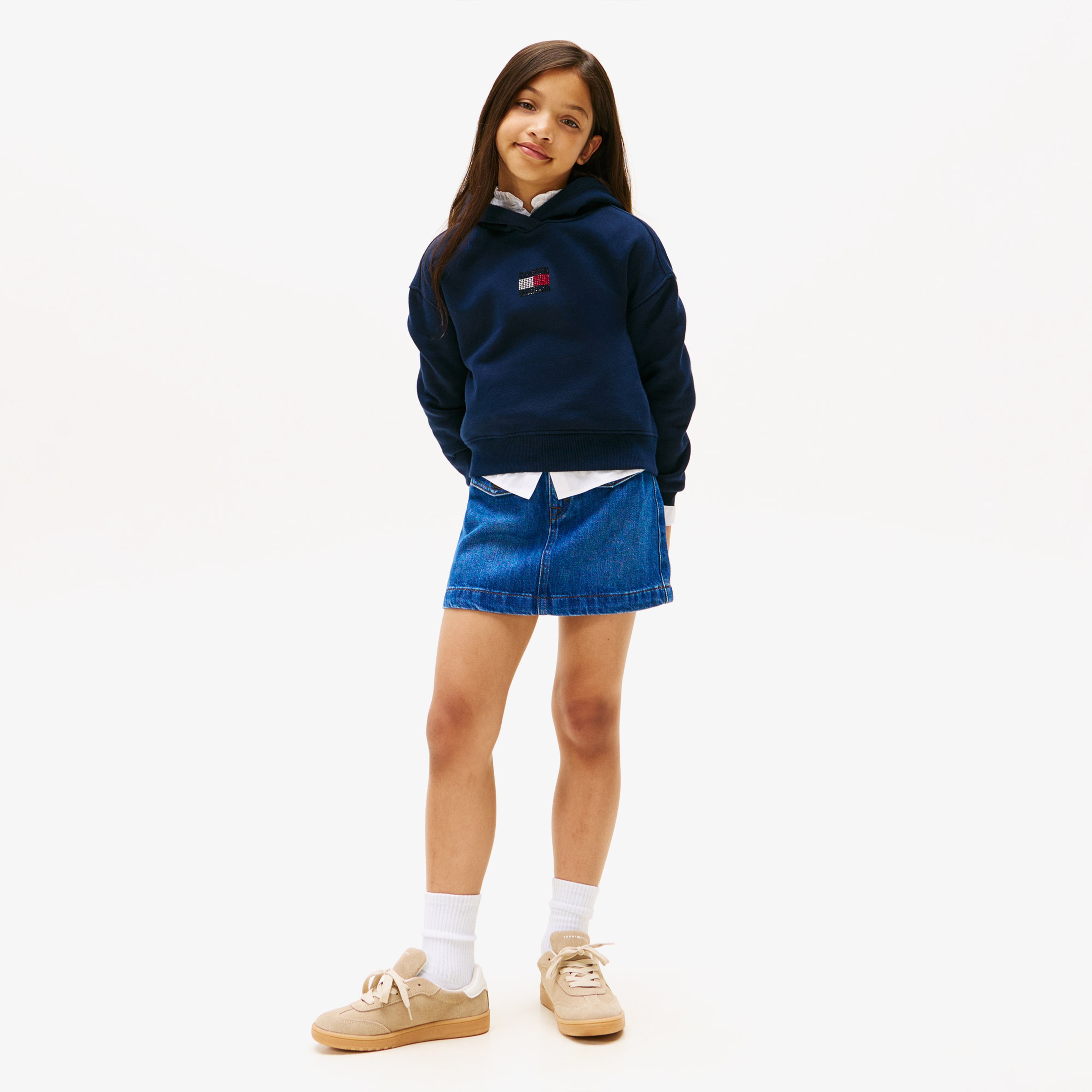 Tommy Hilfiger Rhine Stone Flag Çocuk Lacivert Hoodie