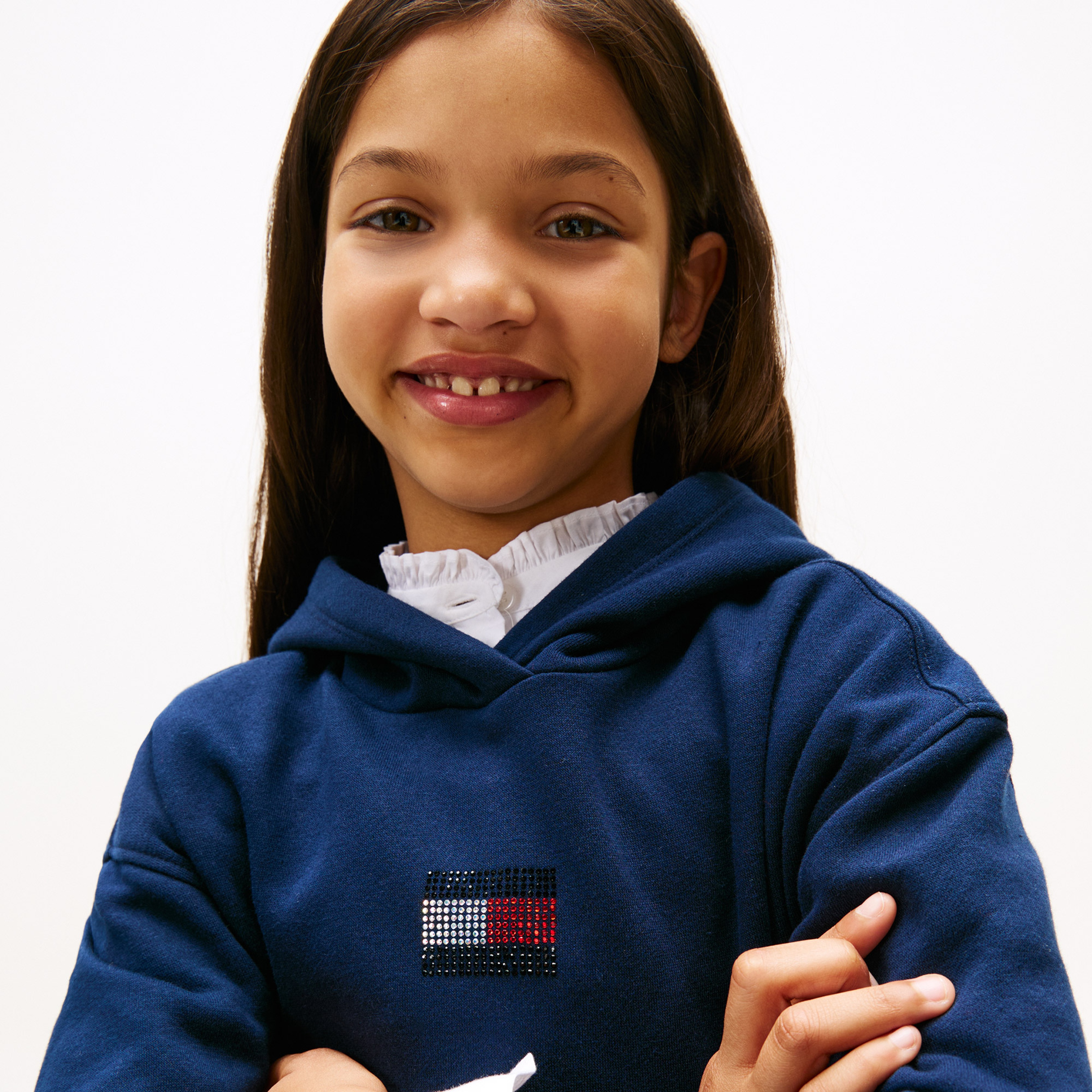Tommy Hilfiger Rhine Stone Flag Çocuk Lacivert Hoodie