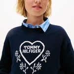 Tommy Hilfiger Heart Jacquard Çocuk Lacivert Kazak