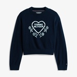 Tommy Hilfiger Heart Jacquard Çocuk Lacivert Kazak