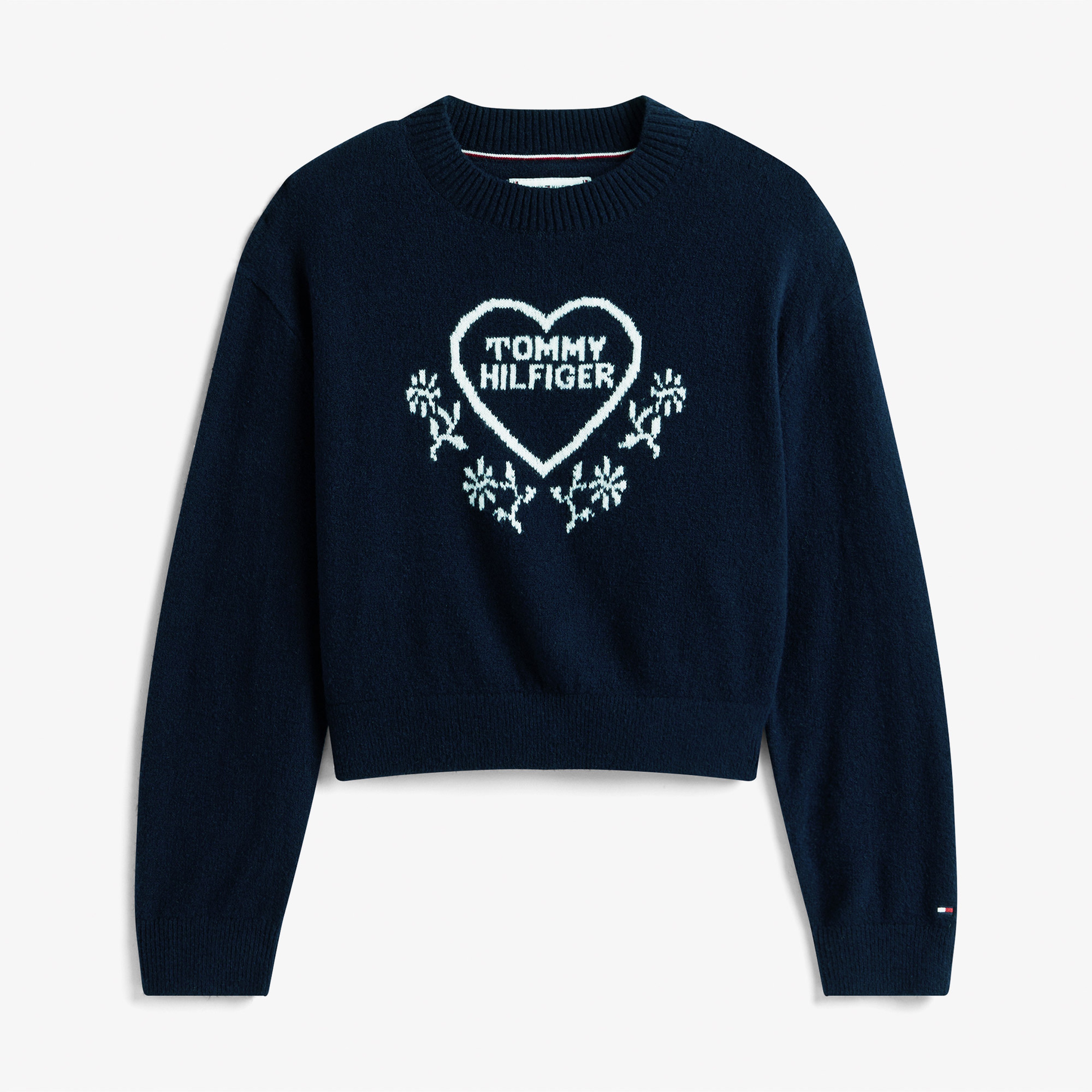Tommy Hilfiger Heart Jacquard Çocuk Lacivert Kazak