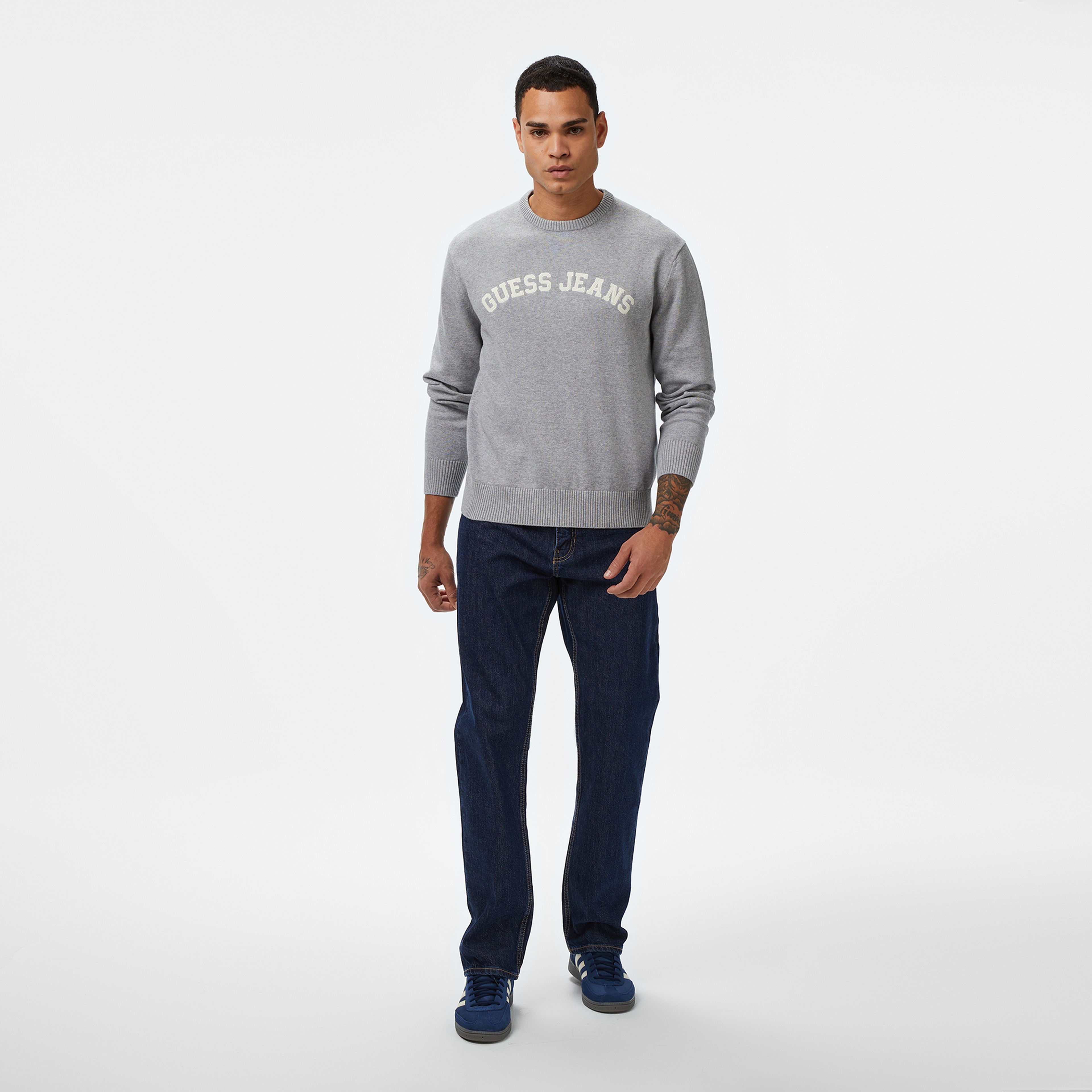 Guess Jeans Erkek Gri Triko