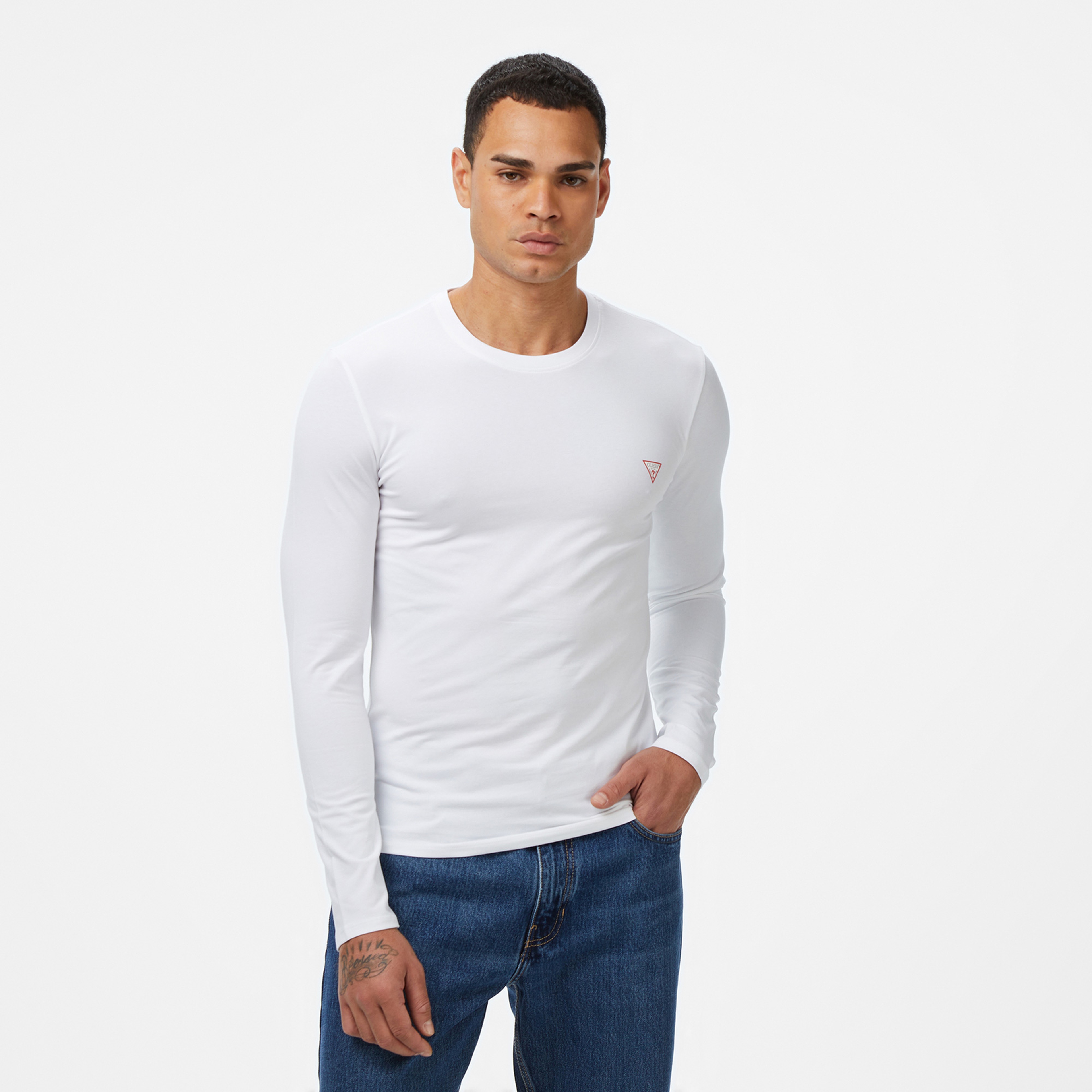 Guess Core Slim Fit Erkek Beyaz T-Shirt