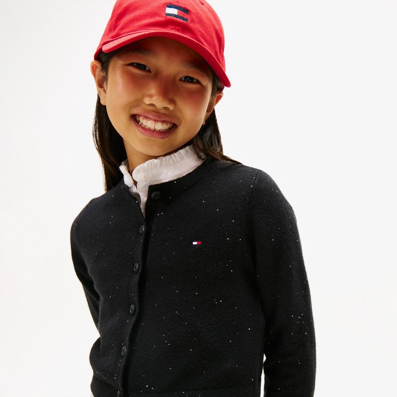 Tommy Hilfiger Sequins Cardigan Çocuk Siyah Hırka