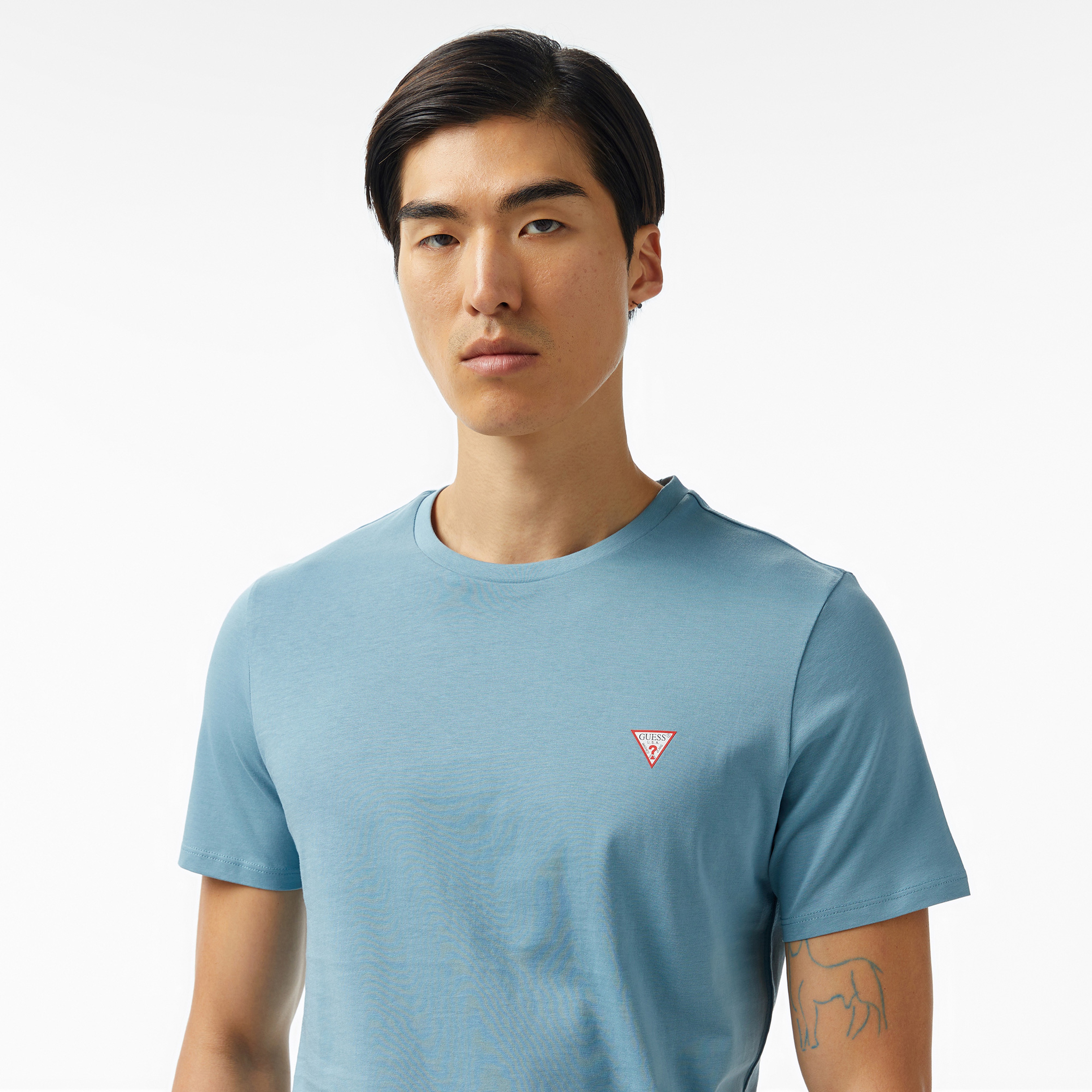 Guess Cnre Mid Organiceam 180 Erkek Mavi T-Shirt