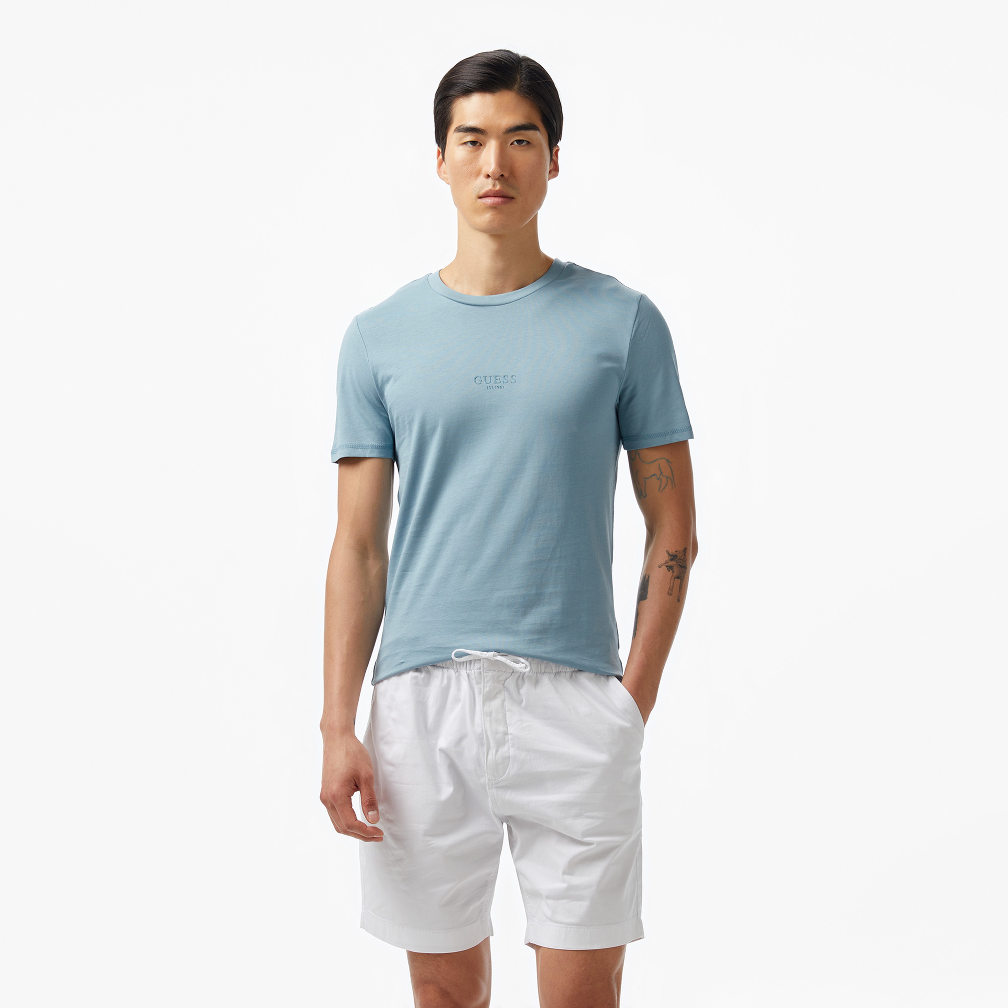 Guess Aidy Mid Organic Stream 180 Erkek Mavi T-Shirt