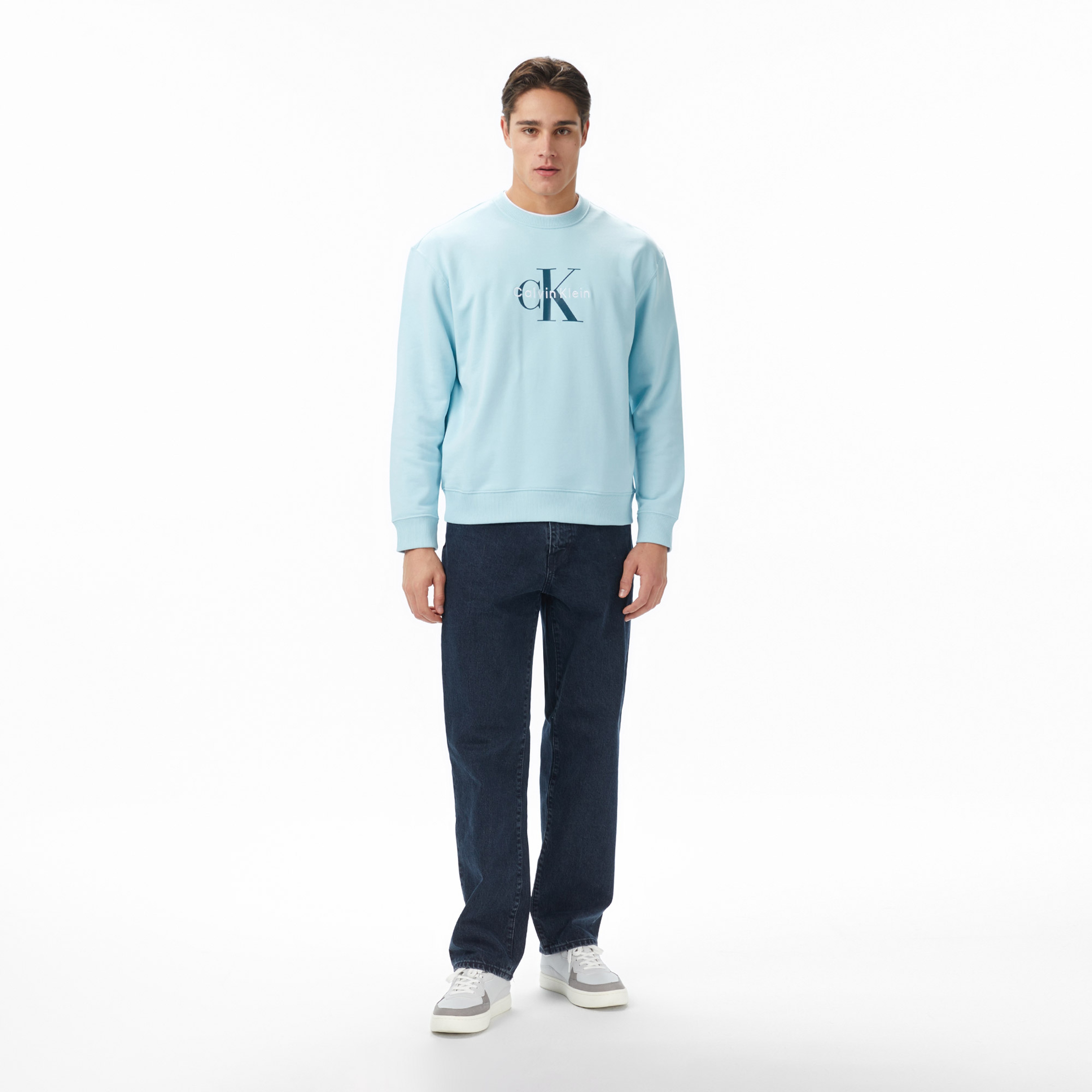 Calvin Klein Terry Monologo Erkek Mavi Sweatshirt