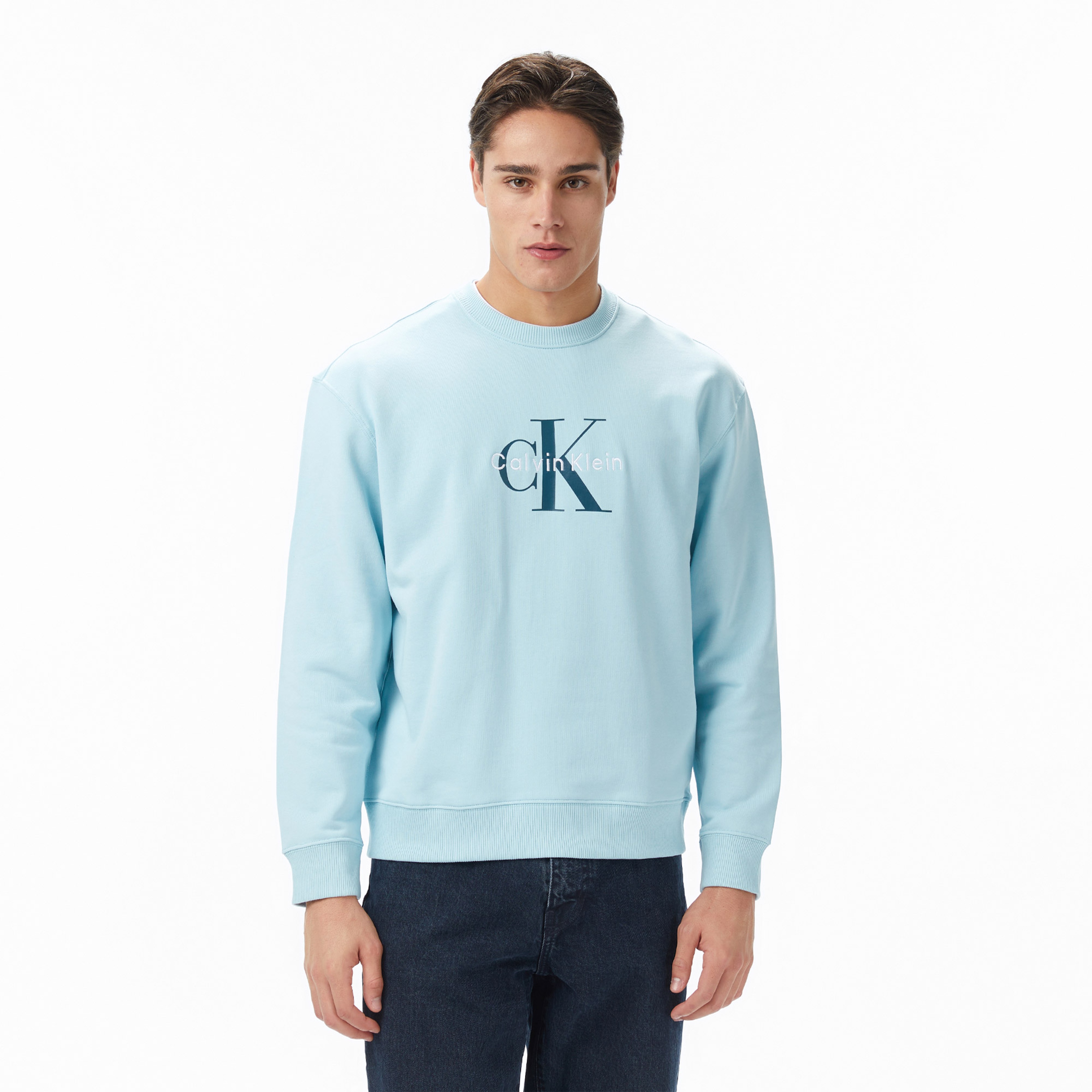Calvin Klein Terry Monologo Erkek Mavi Sweatshirt