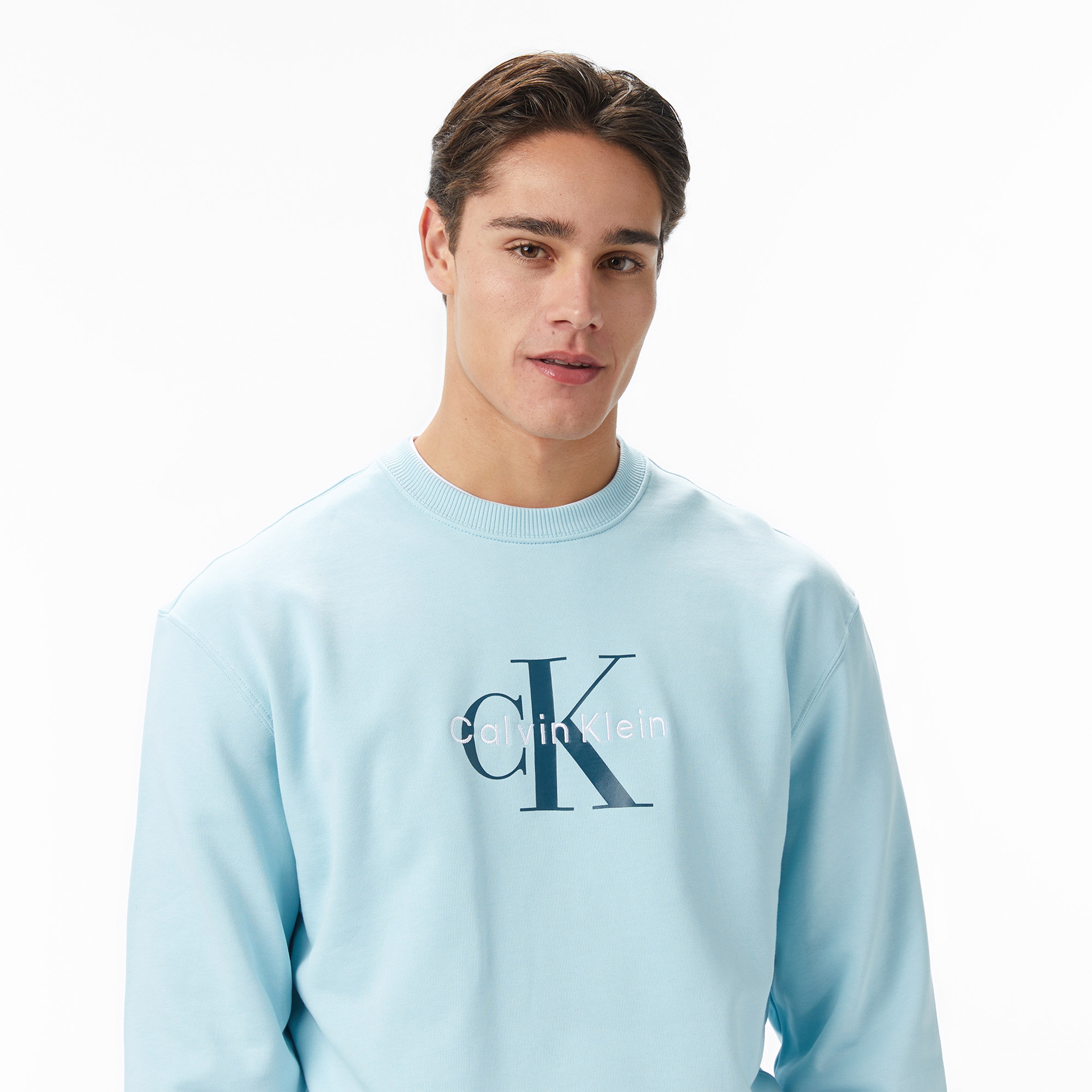 Calvin Klein Terry Monologo Erkek Mavi Sweatshirt