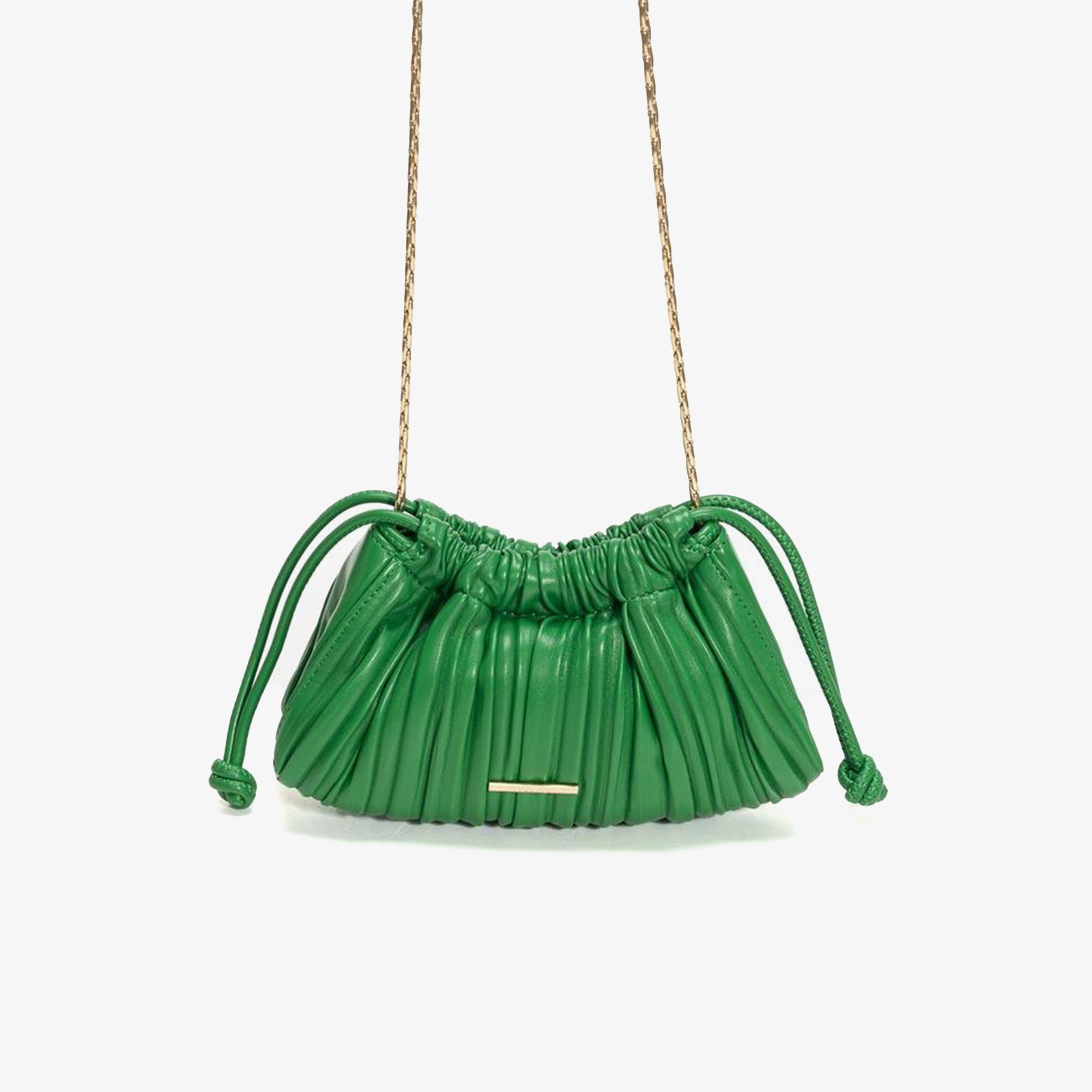 Calvin Klein Drawstring Plisse Mini Kadın Yeşil El Çantası