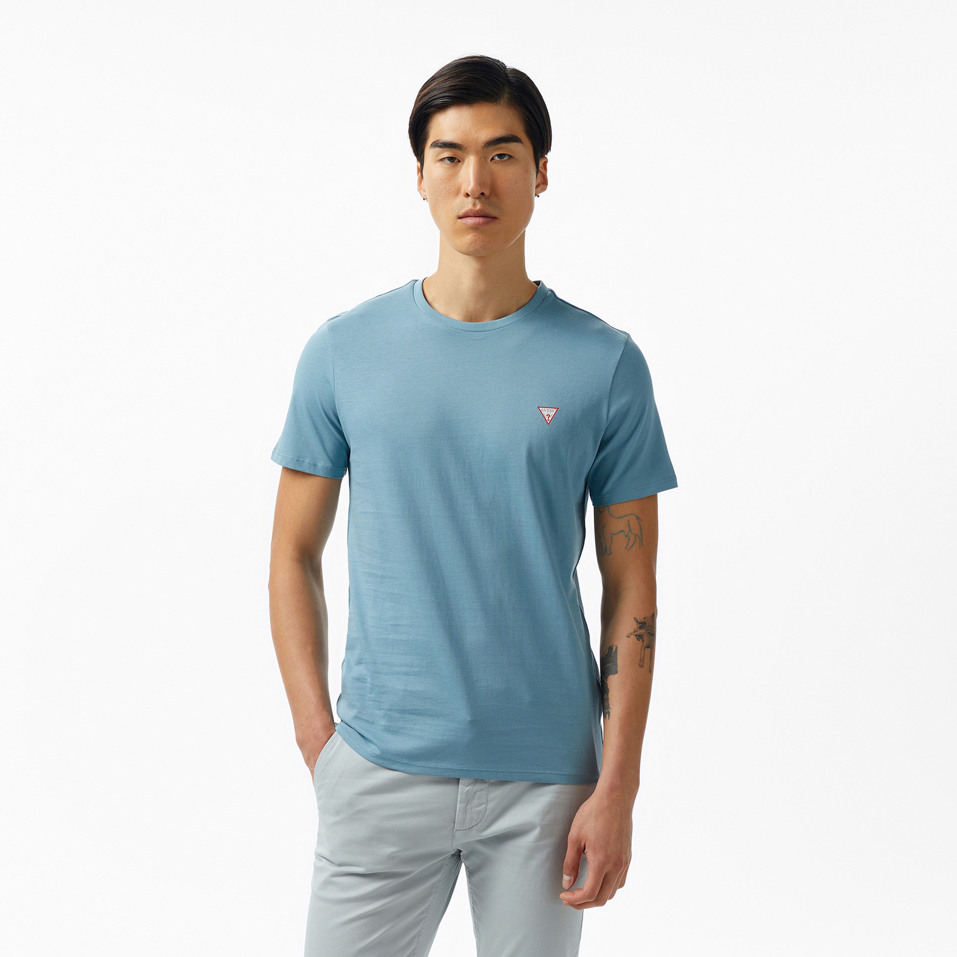 Guess Cnre Mid Organiceam 180 Erkek Mavi T-Shirt