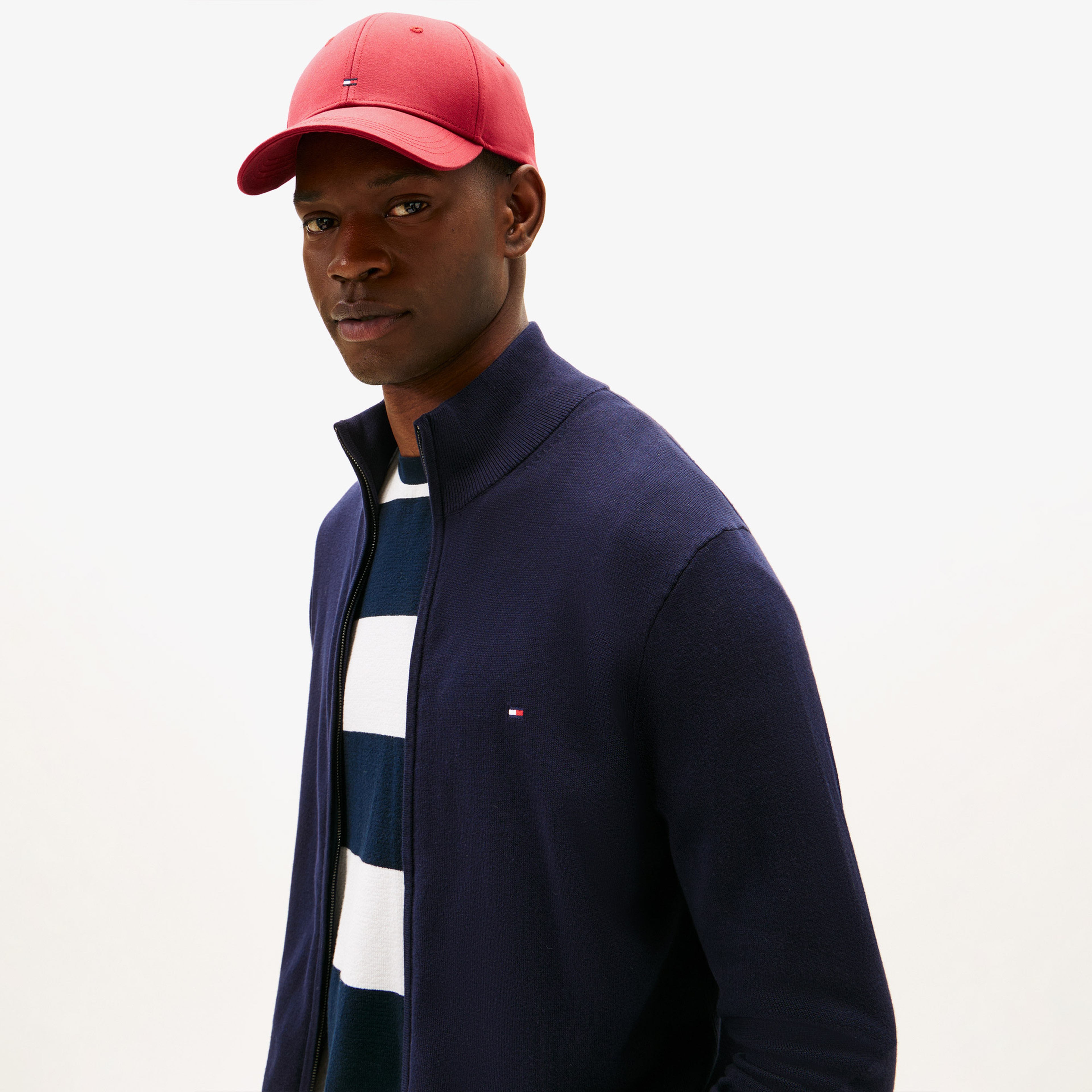 Tommy Hilfiger Essential Cotton Zip Erkek Lacivert Triko Hırka