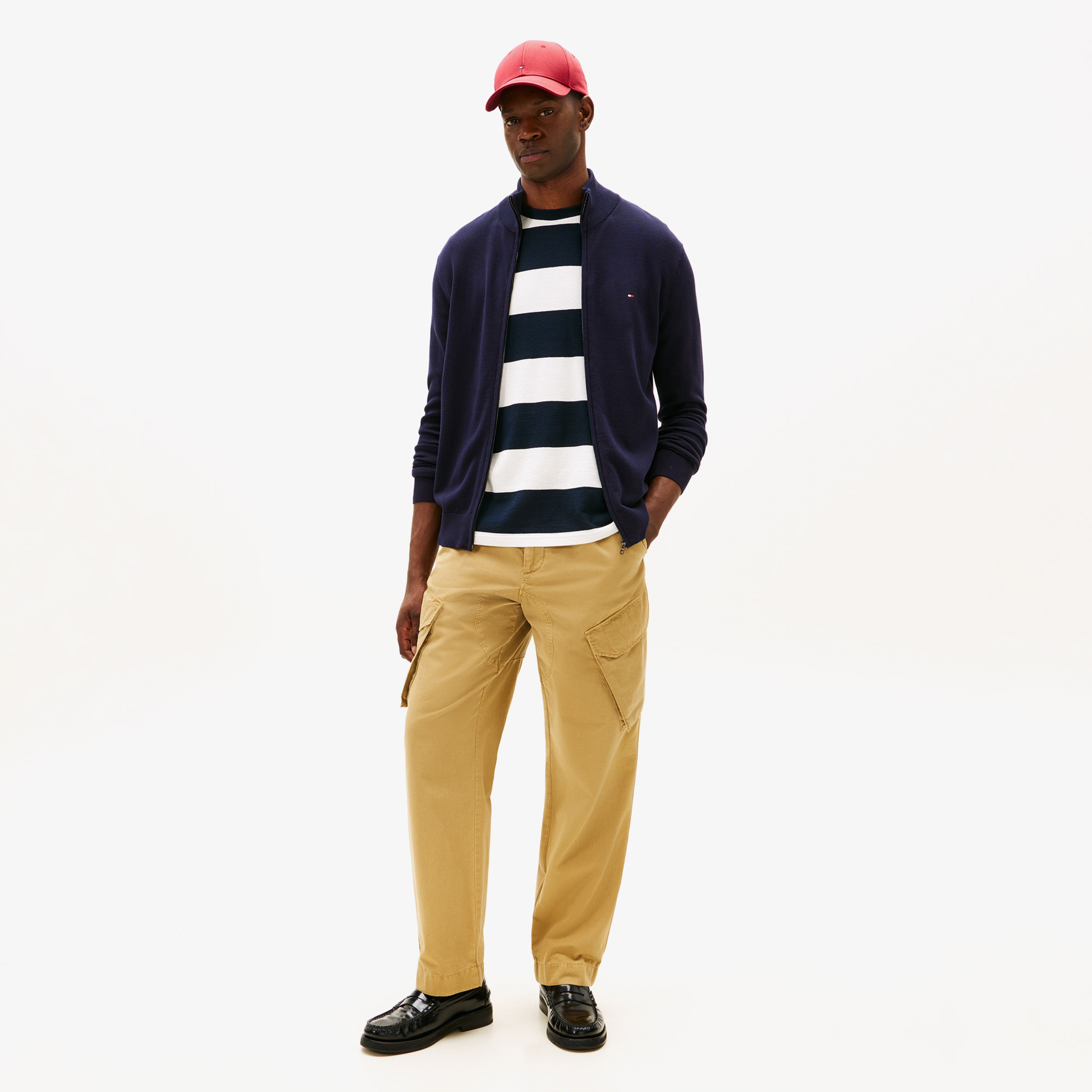 Tommy Hilfiger Essential Cotton Zip Erkek Lacivert Triko Hırka