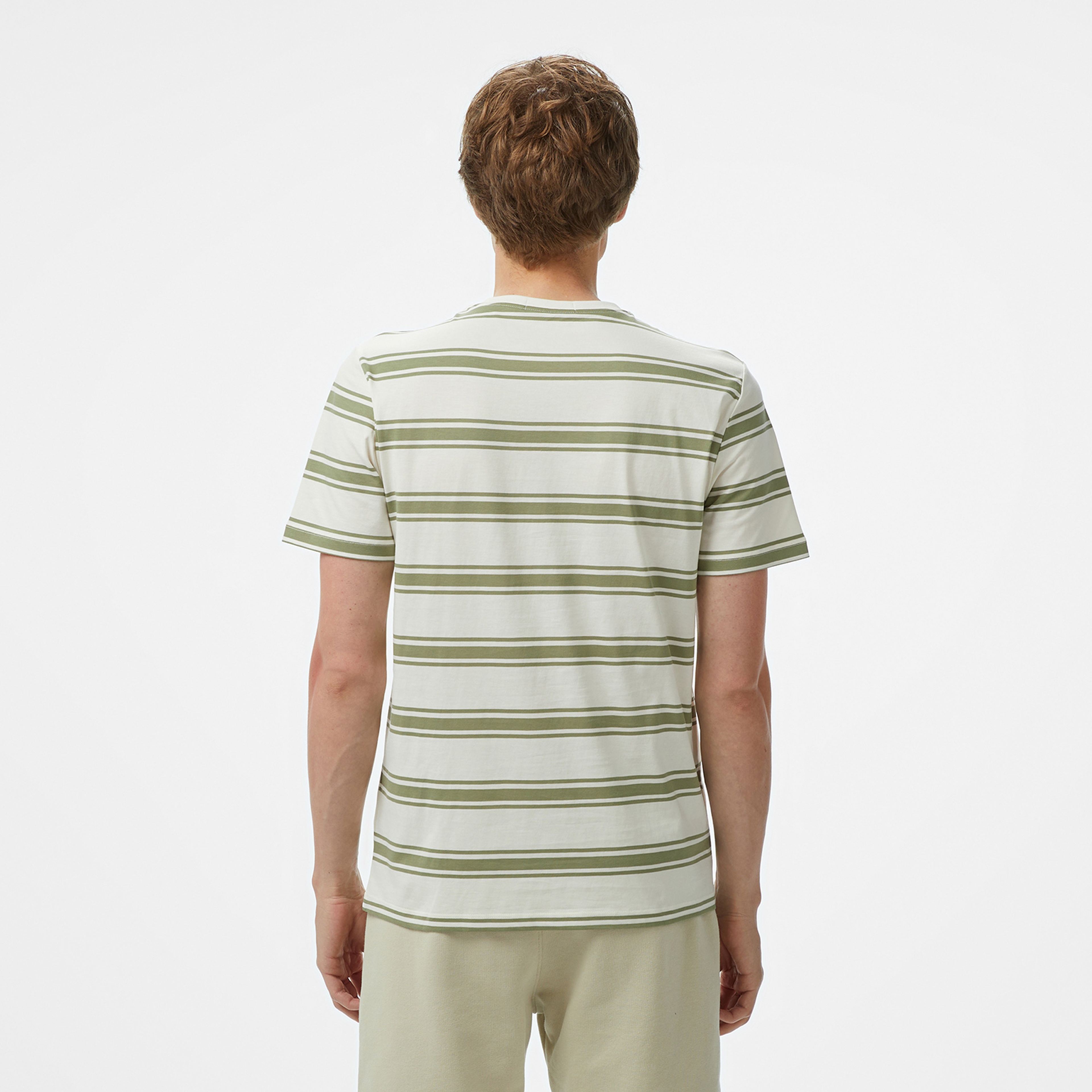 Fred Perry Fine Stripe Erkek Bej T-Shirt