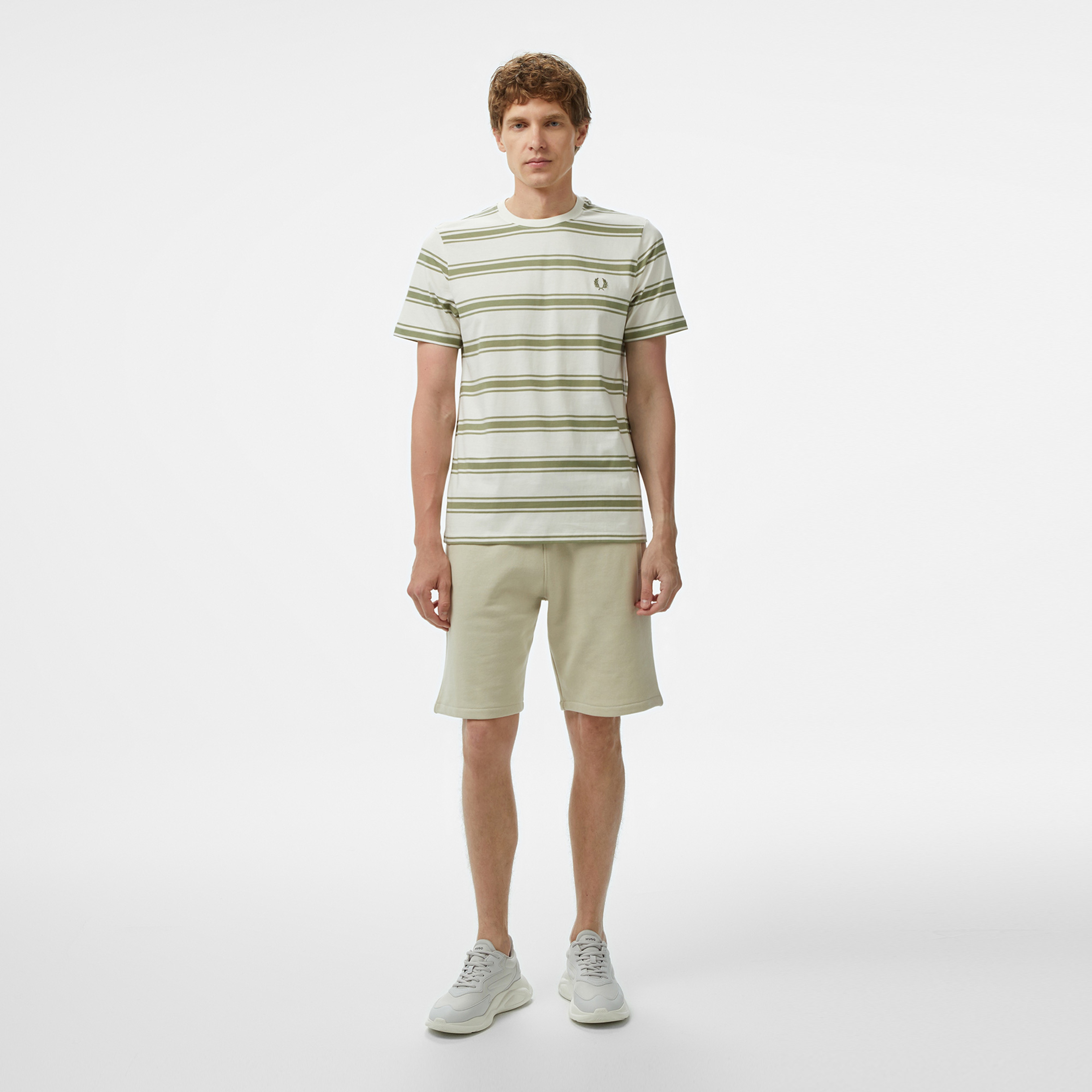 Fred Perry Fine Stripe Erkek Bej T-Shirt