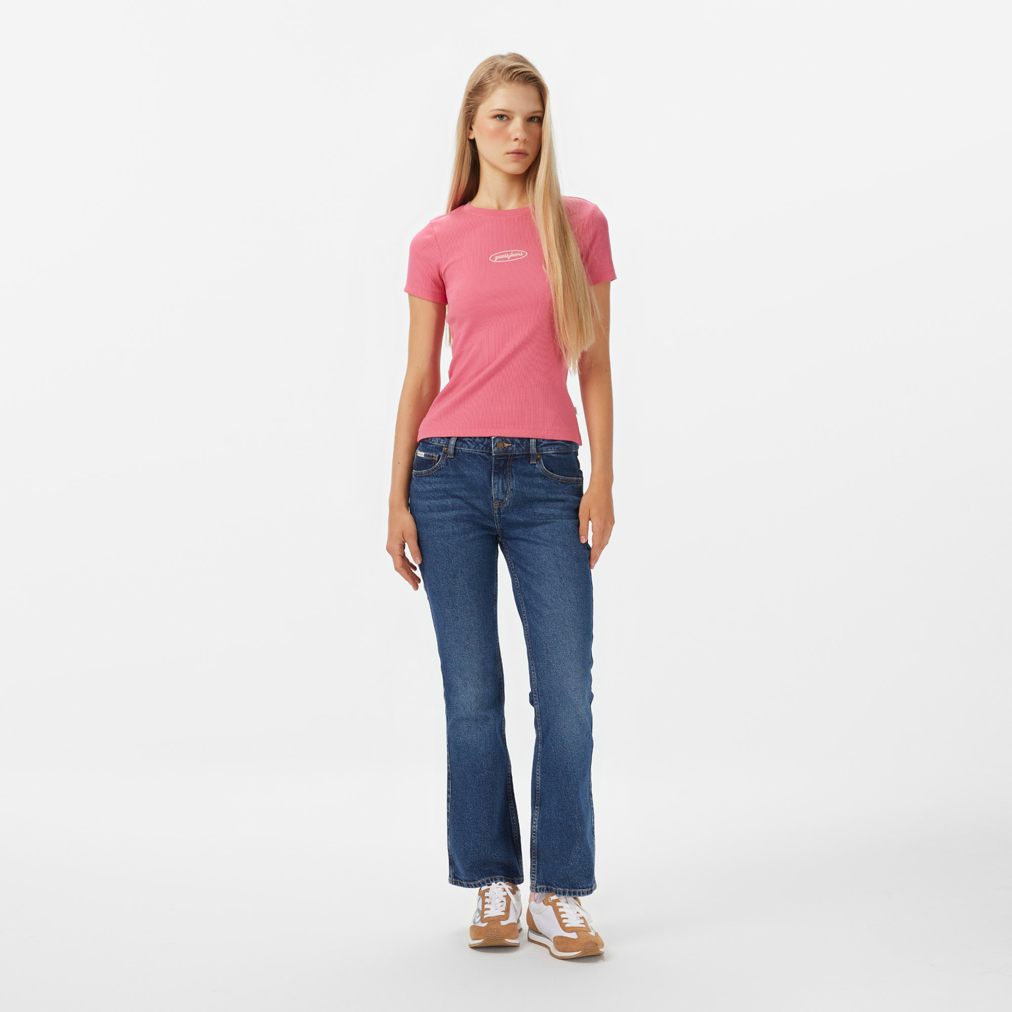 Guess Jeans Kadın Pembe T-Shirt