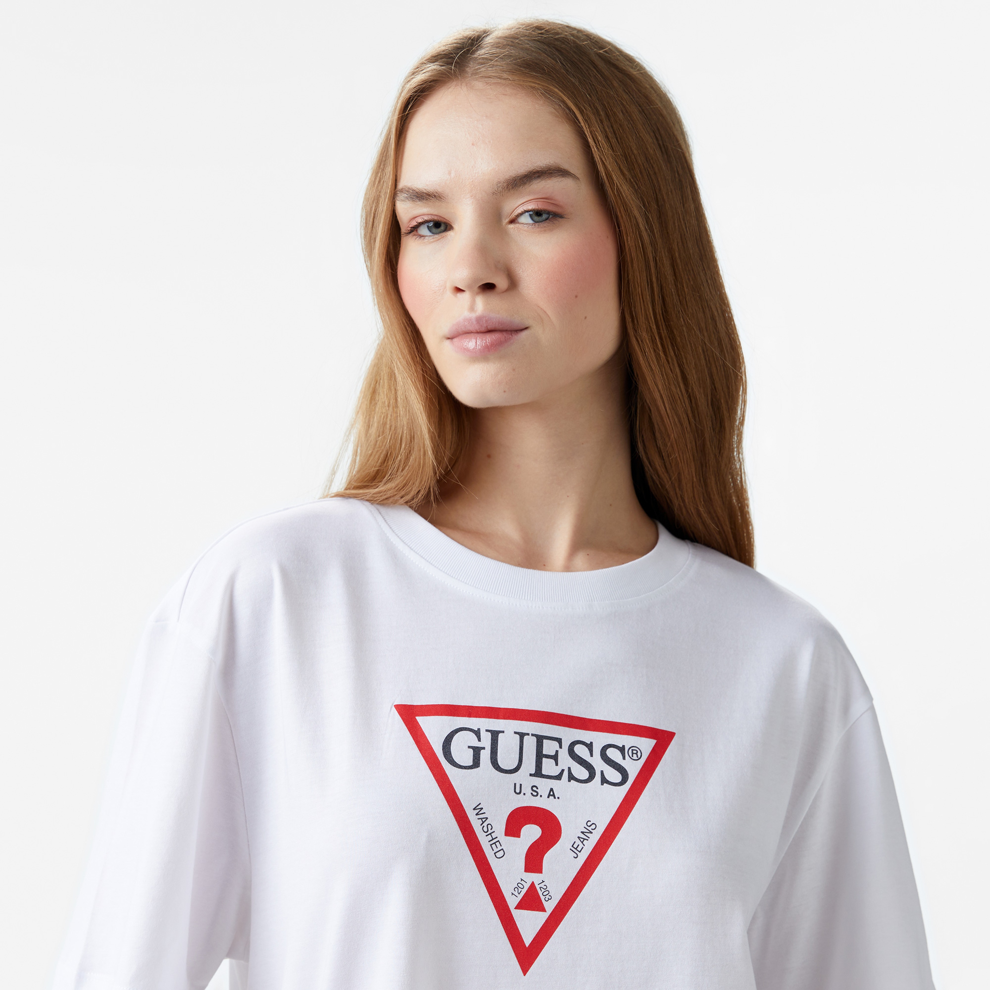 Guess Iconic Organic Cotton Kadın Beyaz T-Shirt