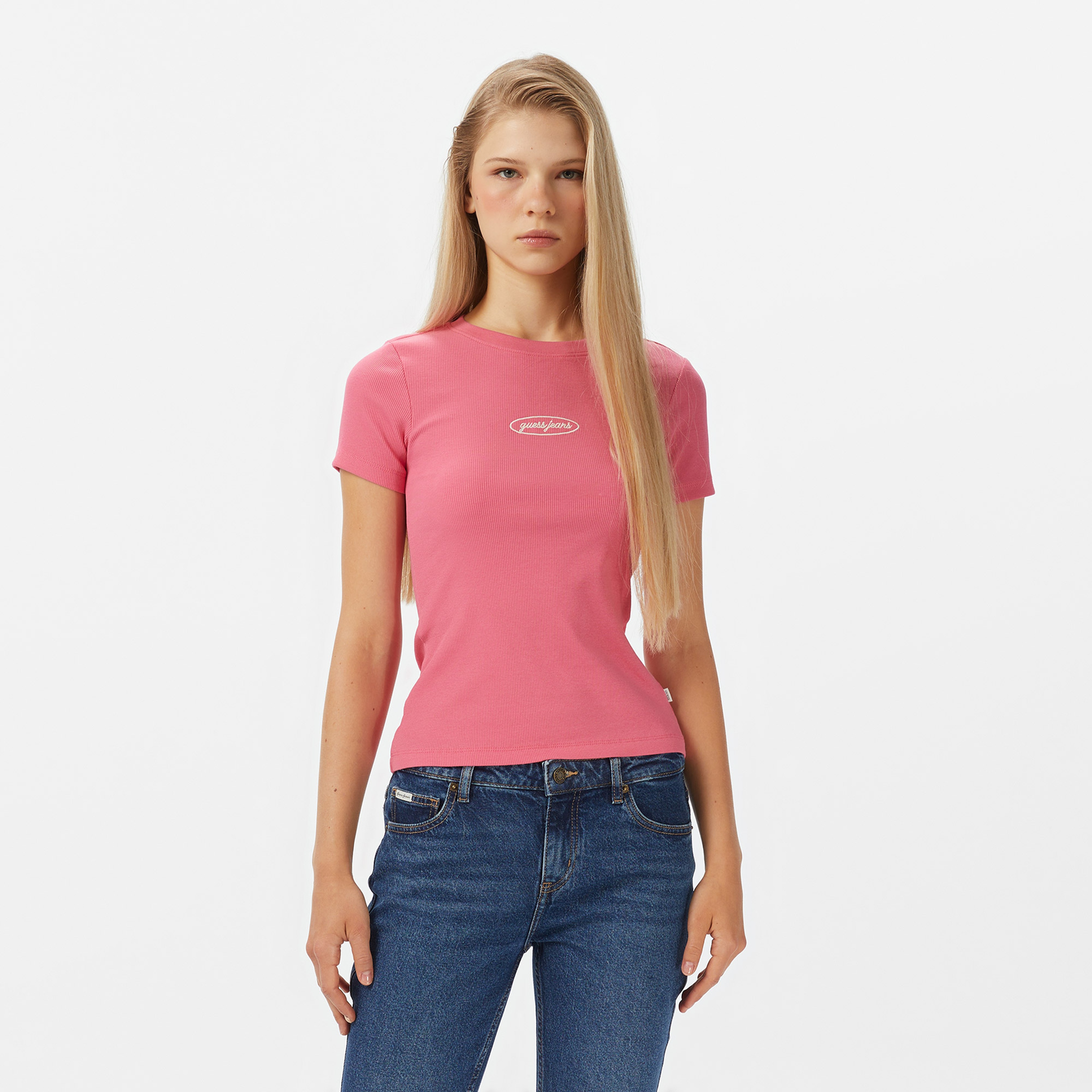 Guess Jeans Kadın Pembe T-Shirt