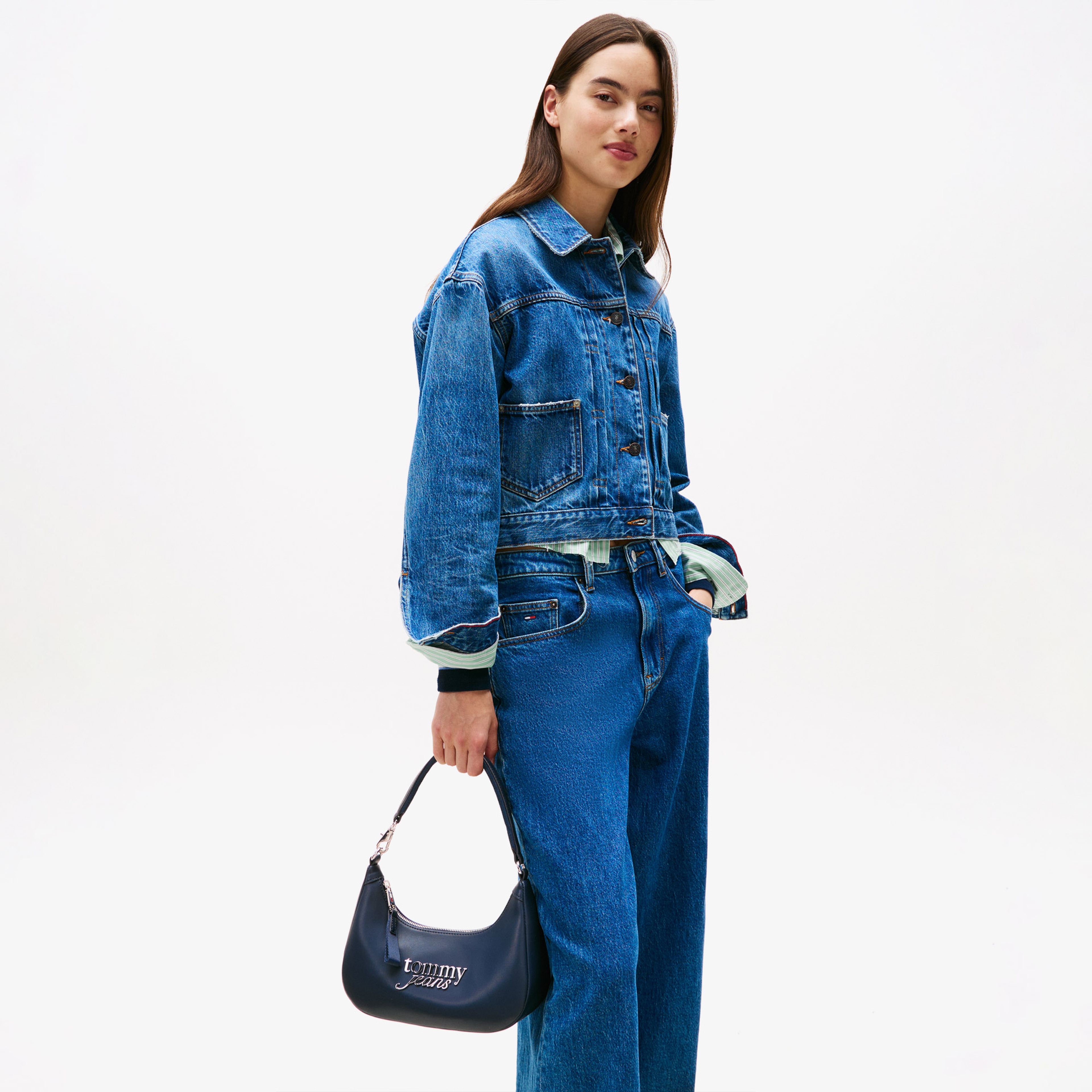 Tommy Jeans Bold Script Kadın Lacivert Omuz Çantası