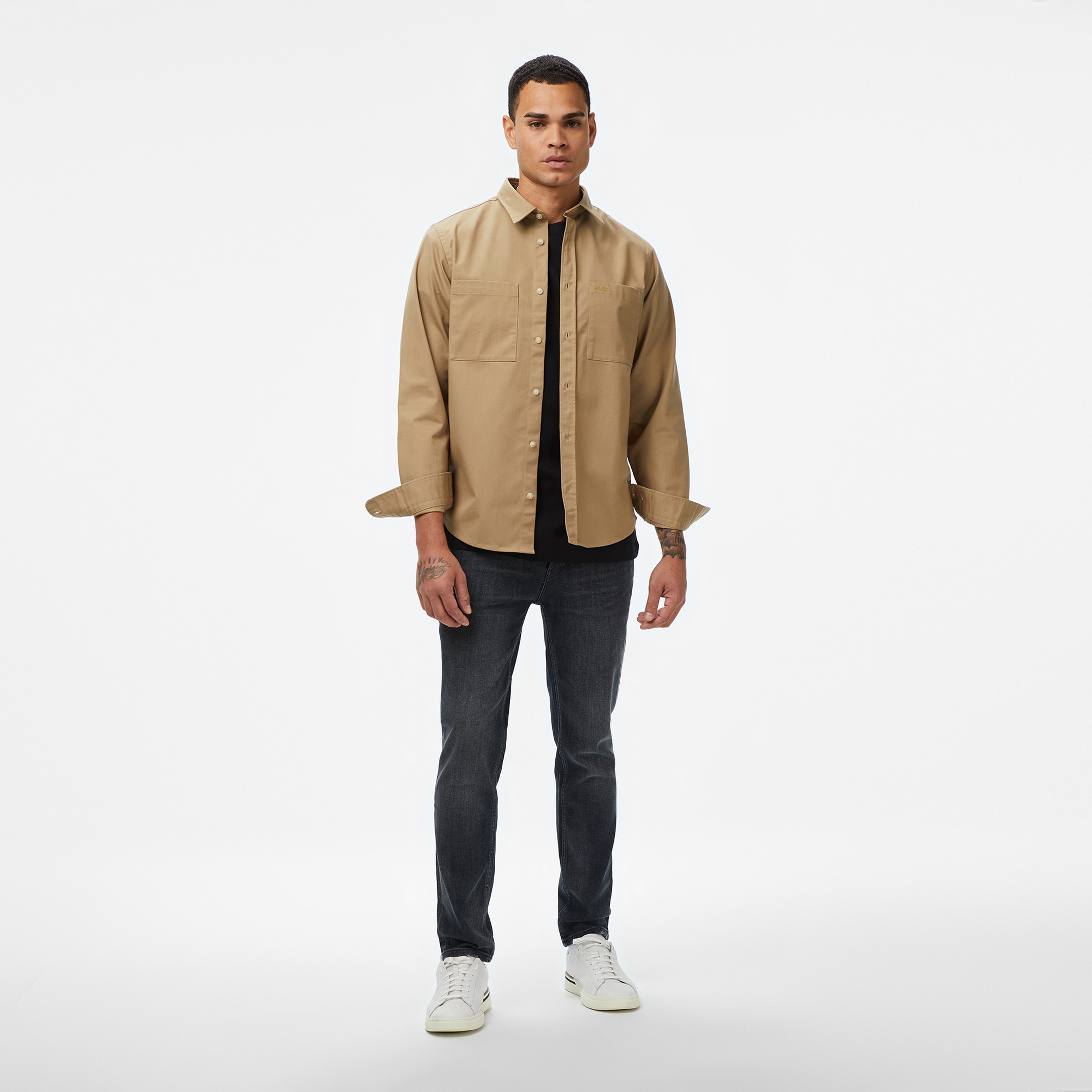 Hugo Egrin Erkek Bej Gömlek