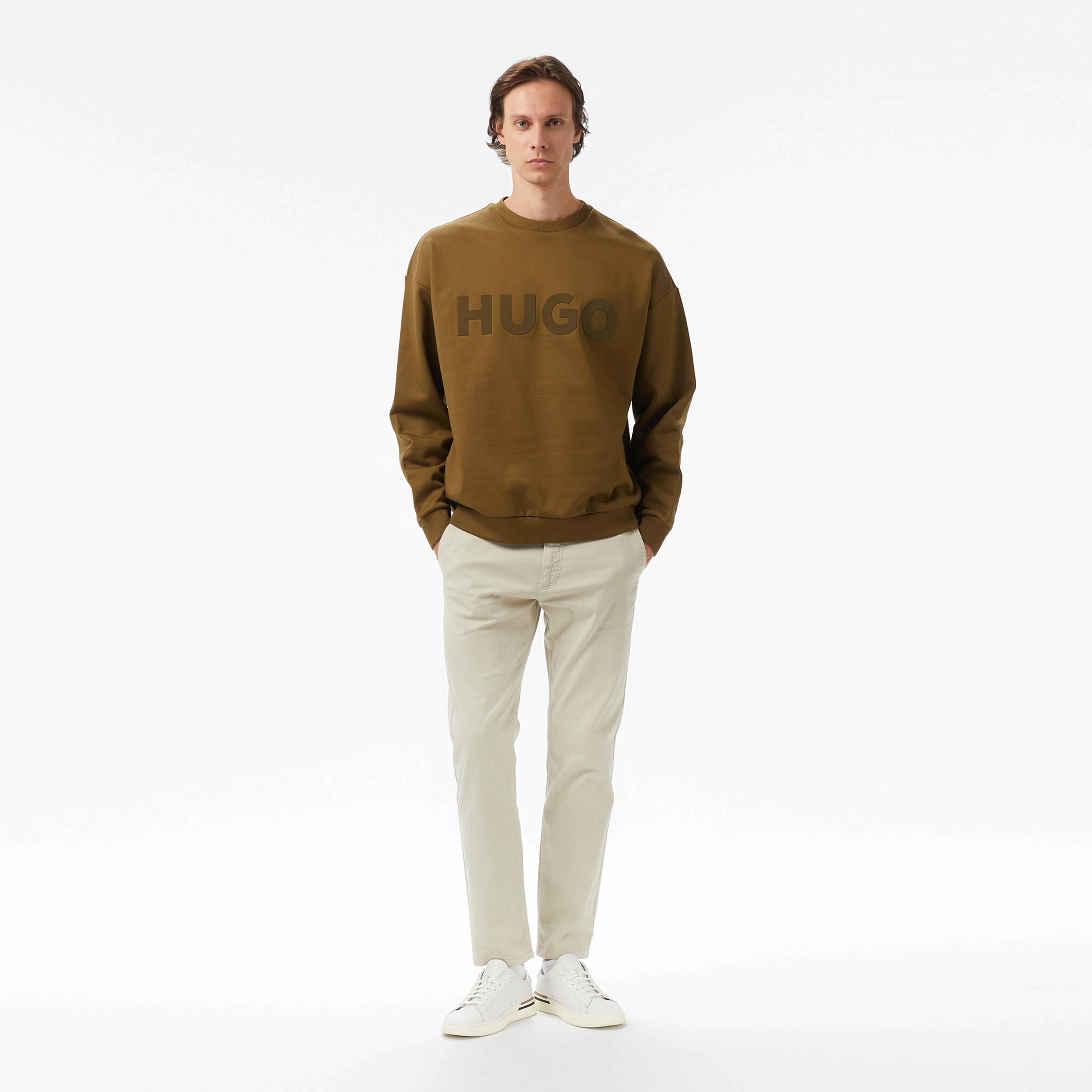 Hugo Dinex Erkek Haki Sweatshirt