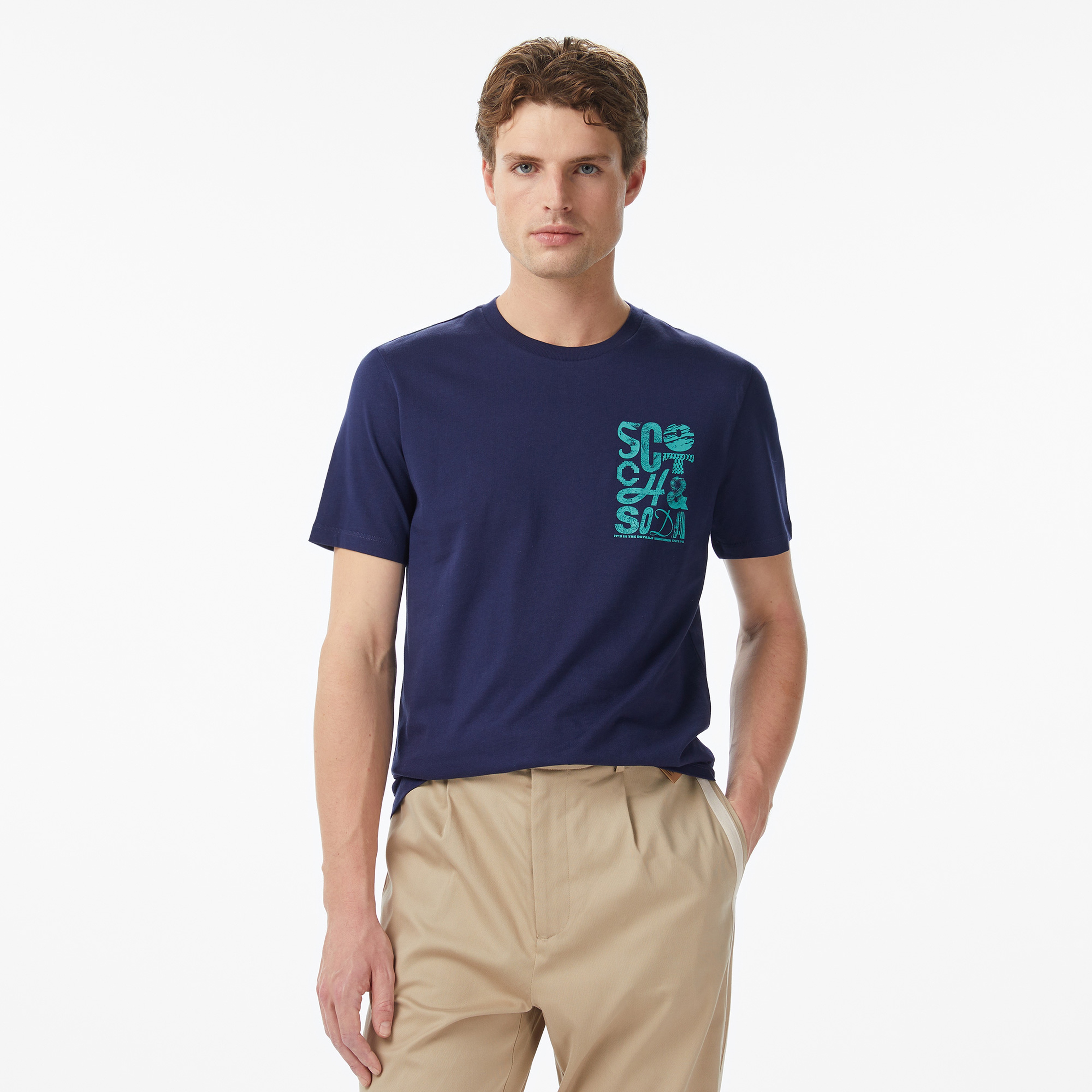 Scotch&Soda Regular Fit Left Chest Logo Erkek Lacivert T-Shirt