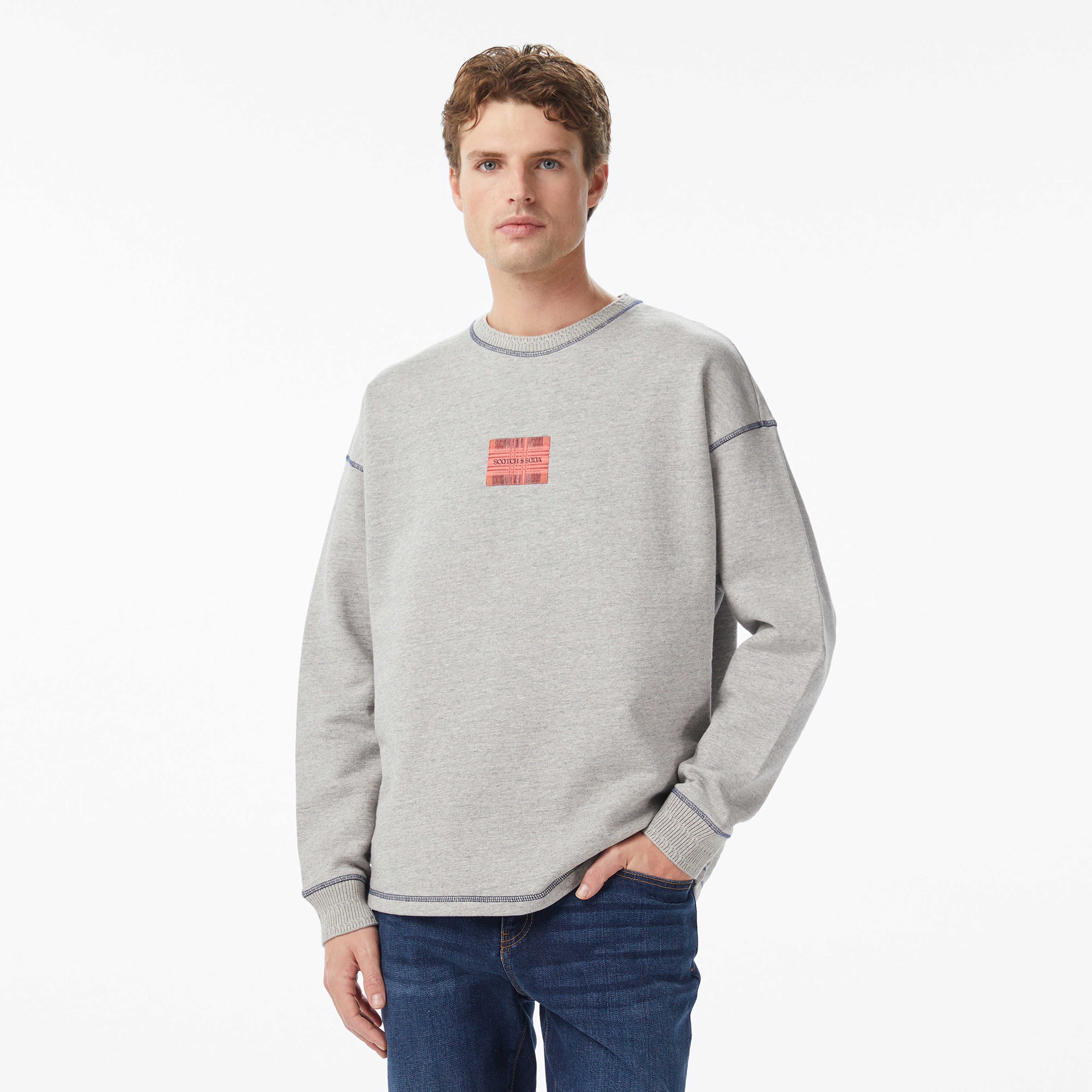Scotch&Soda Loose Fit Label Erkek Gri Sweatshirt