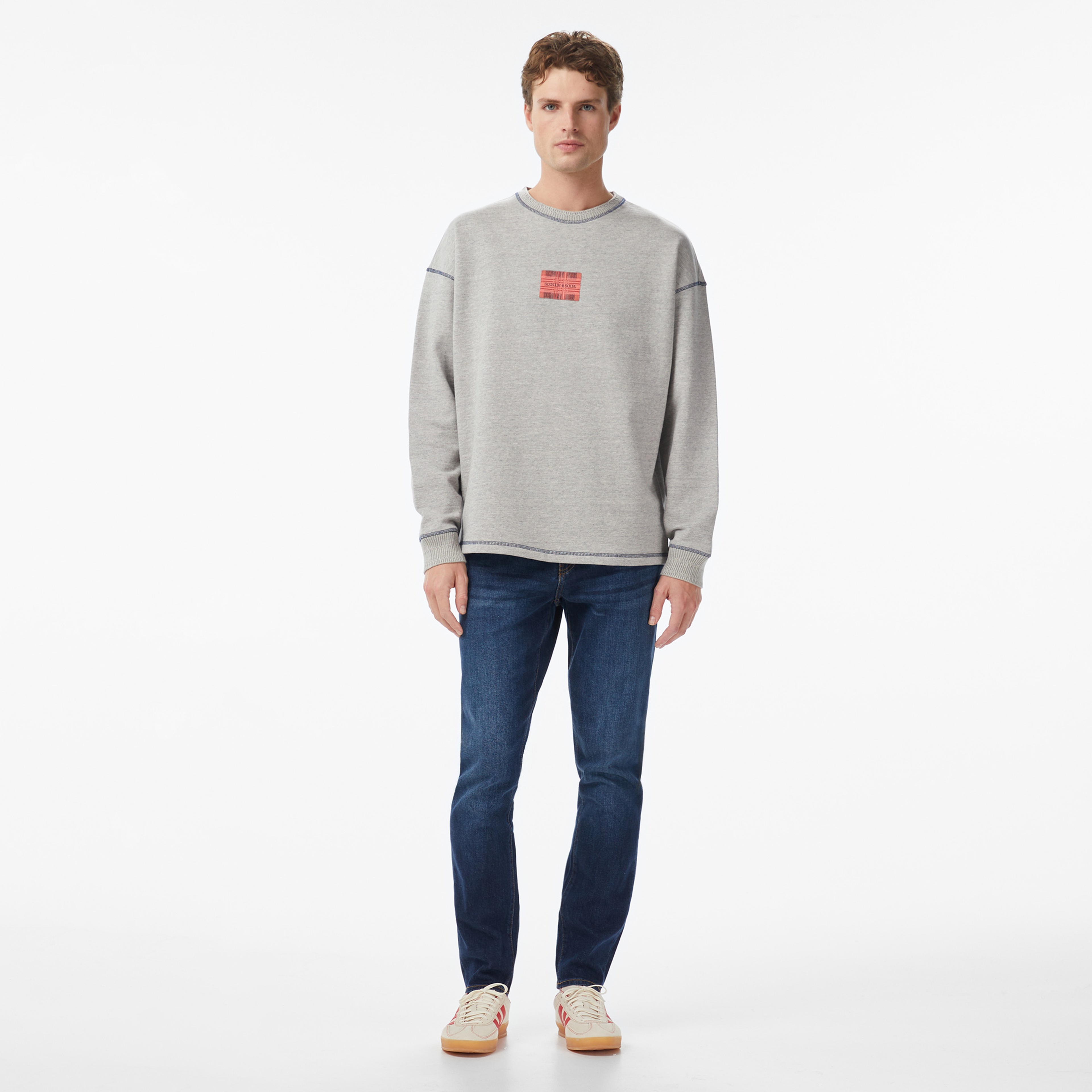 Scotch&Soda Loose Fit Label Erkek Gri Sweatshirt