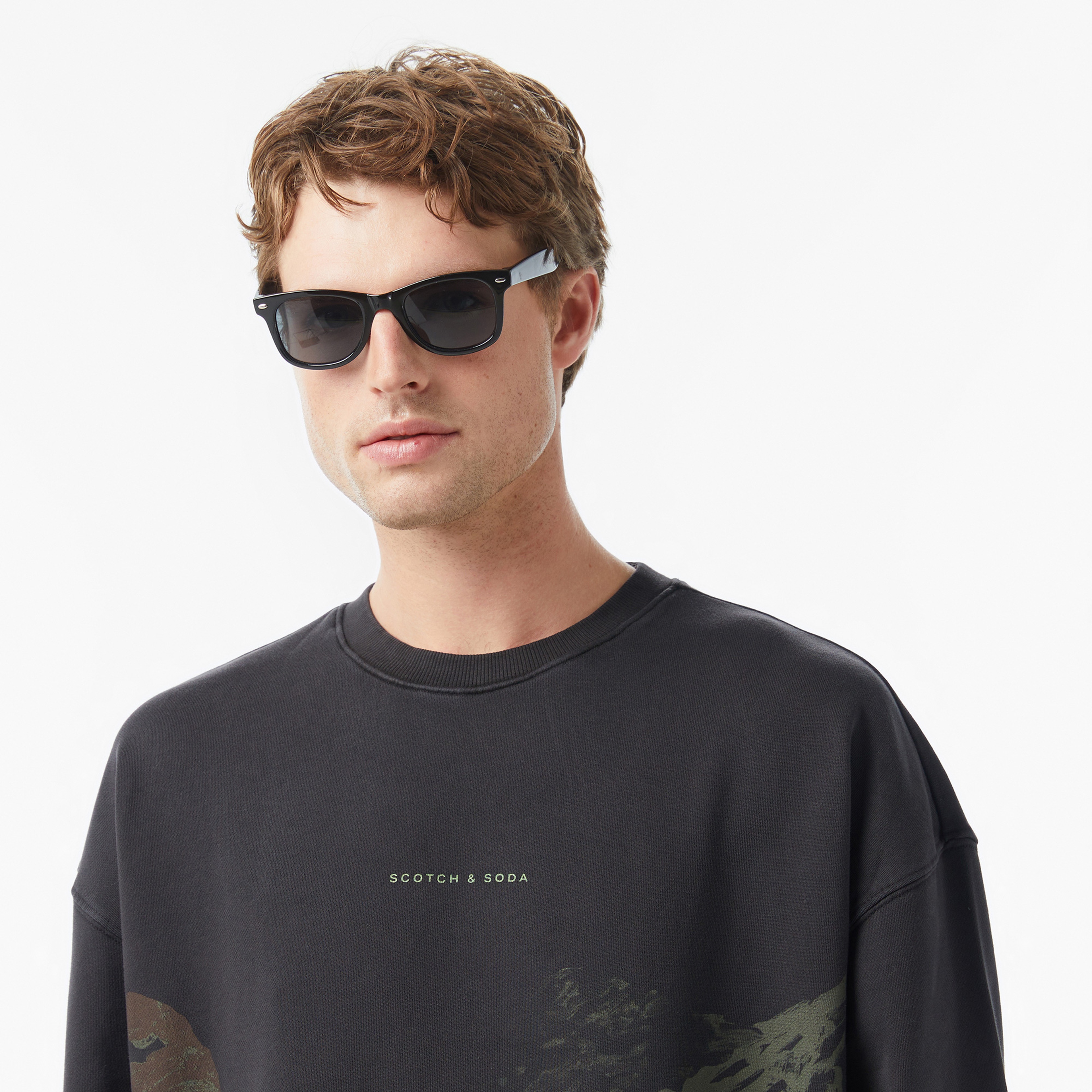Scotch&Soda Loose Fit Overdyed Erkek Gri Sweatshirt