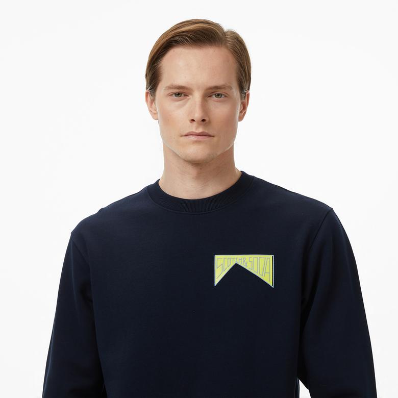 Scotch&Soda Front + Back Artwork Erkek Lacivert Sweatshirt