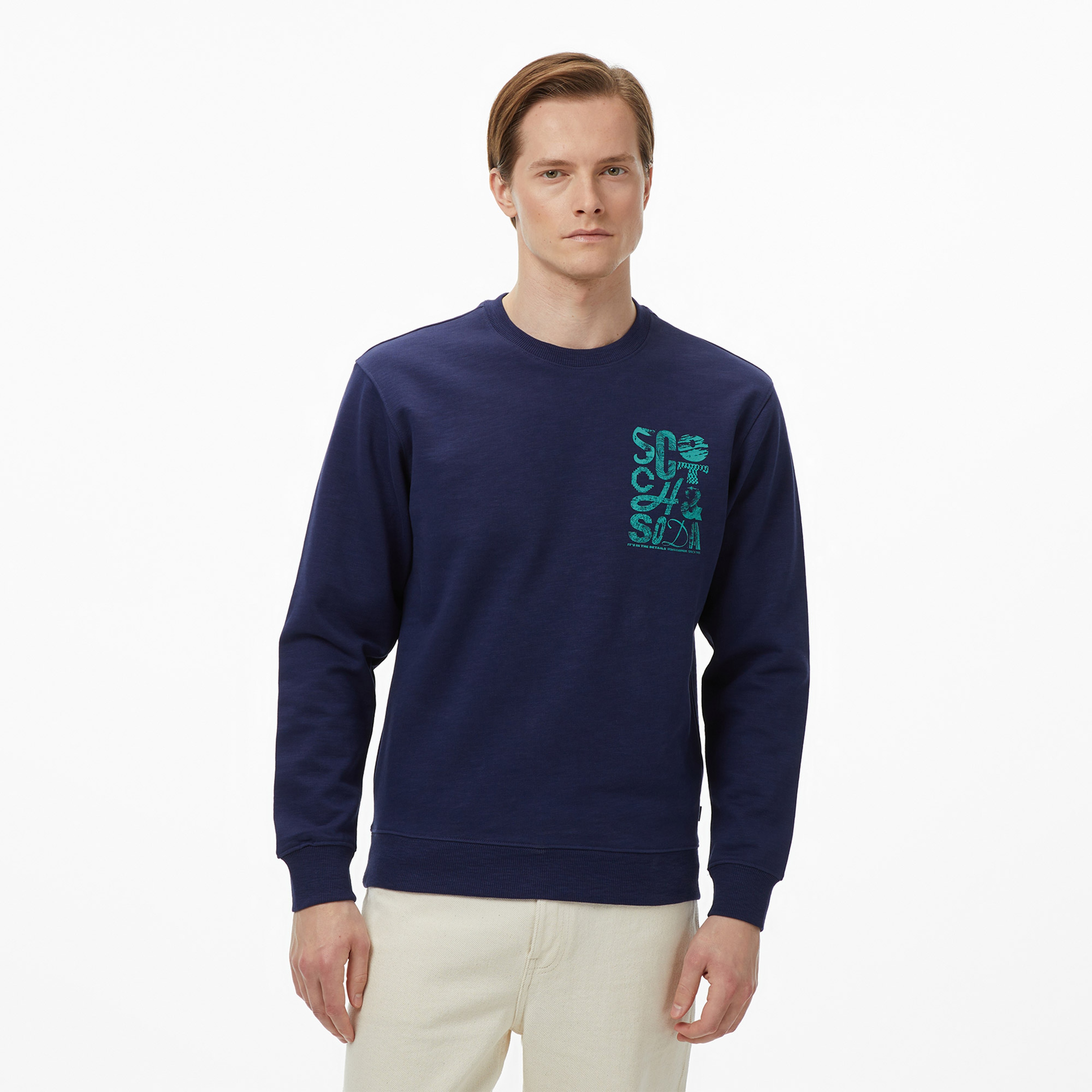 Scotch&Soda Left Chest Logo Erkek Lacivert Sweatshirt