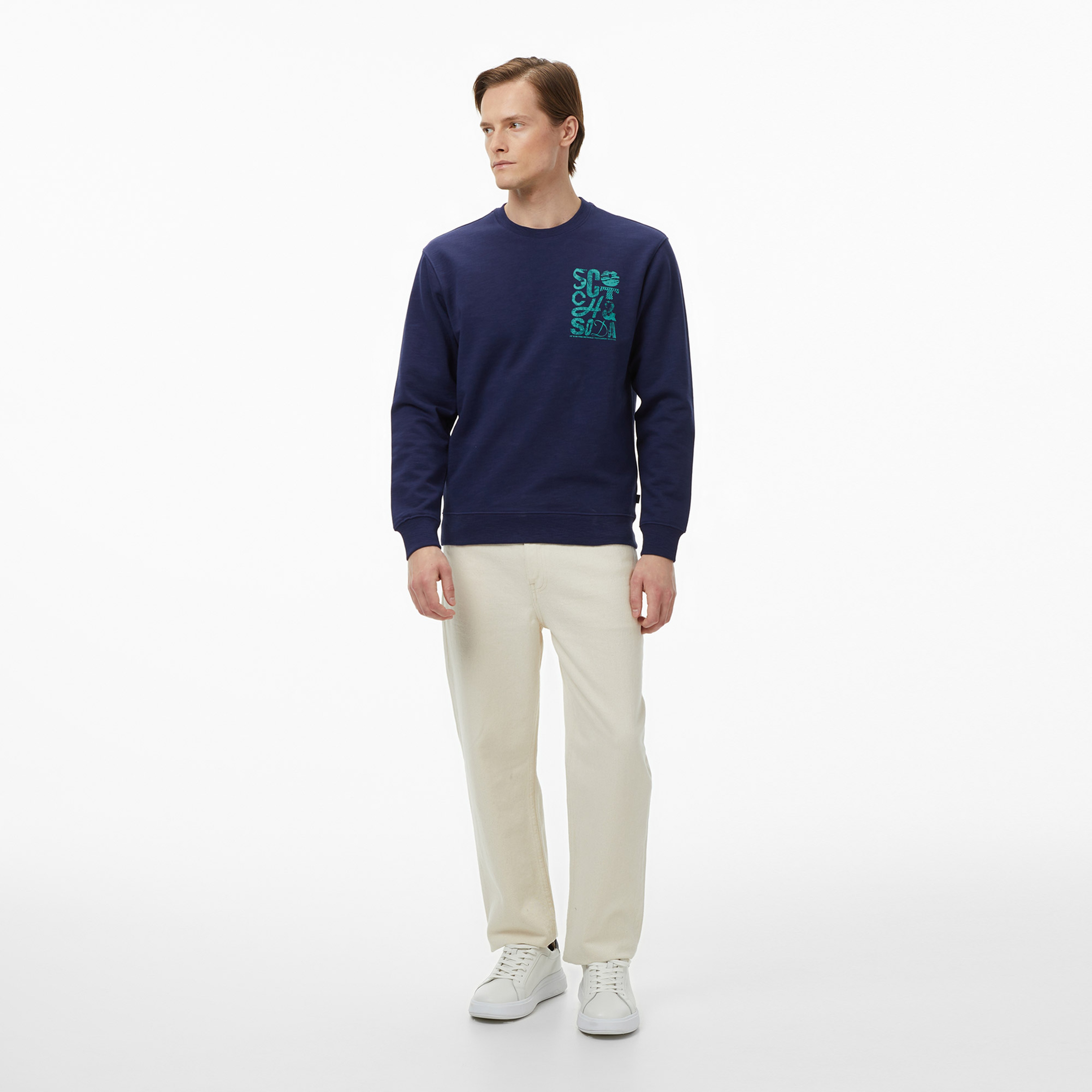 Scotch&Soda Left Chest Logo Erkek Lacivert Sweatshirt