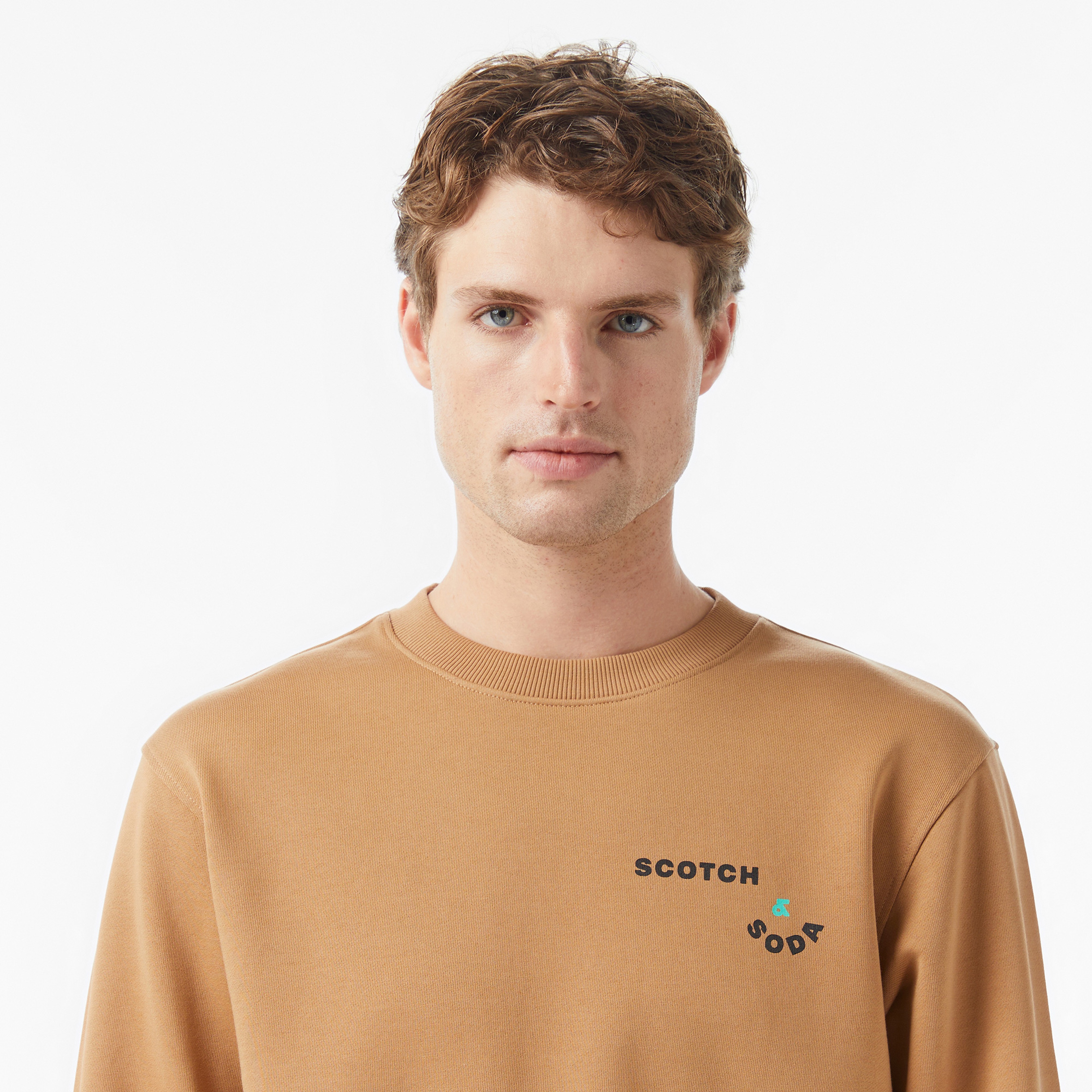 Scotch&Soda Front Back Artwork Erkek Bej Sweatshirt