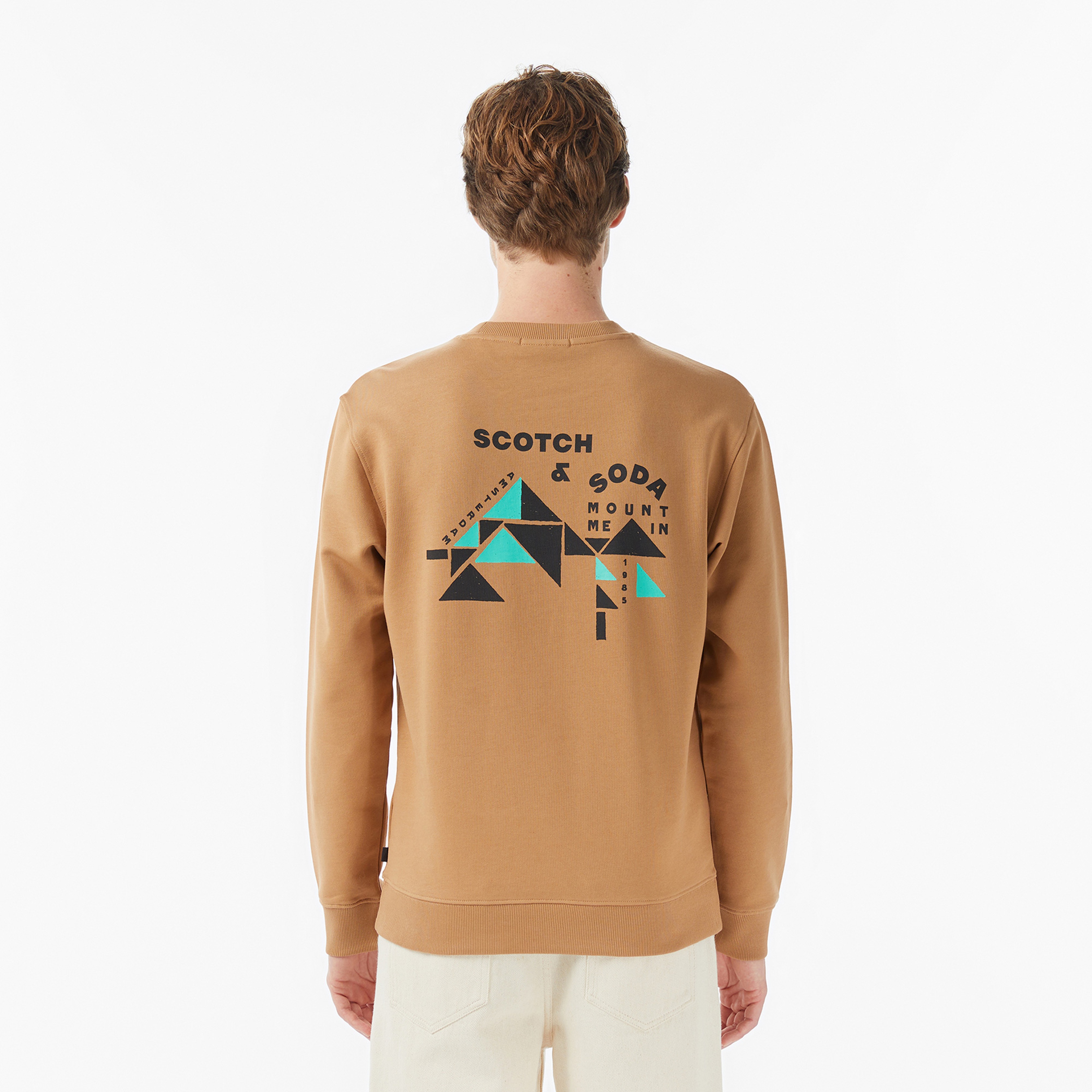 Scotch&Soda Front Back Artwork Erkek Bej Sweatshirt