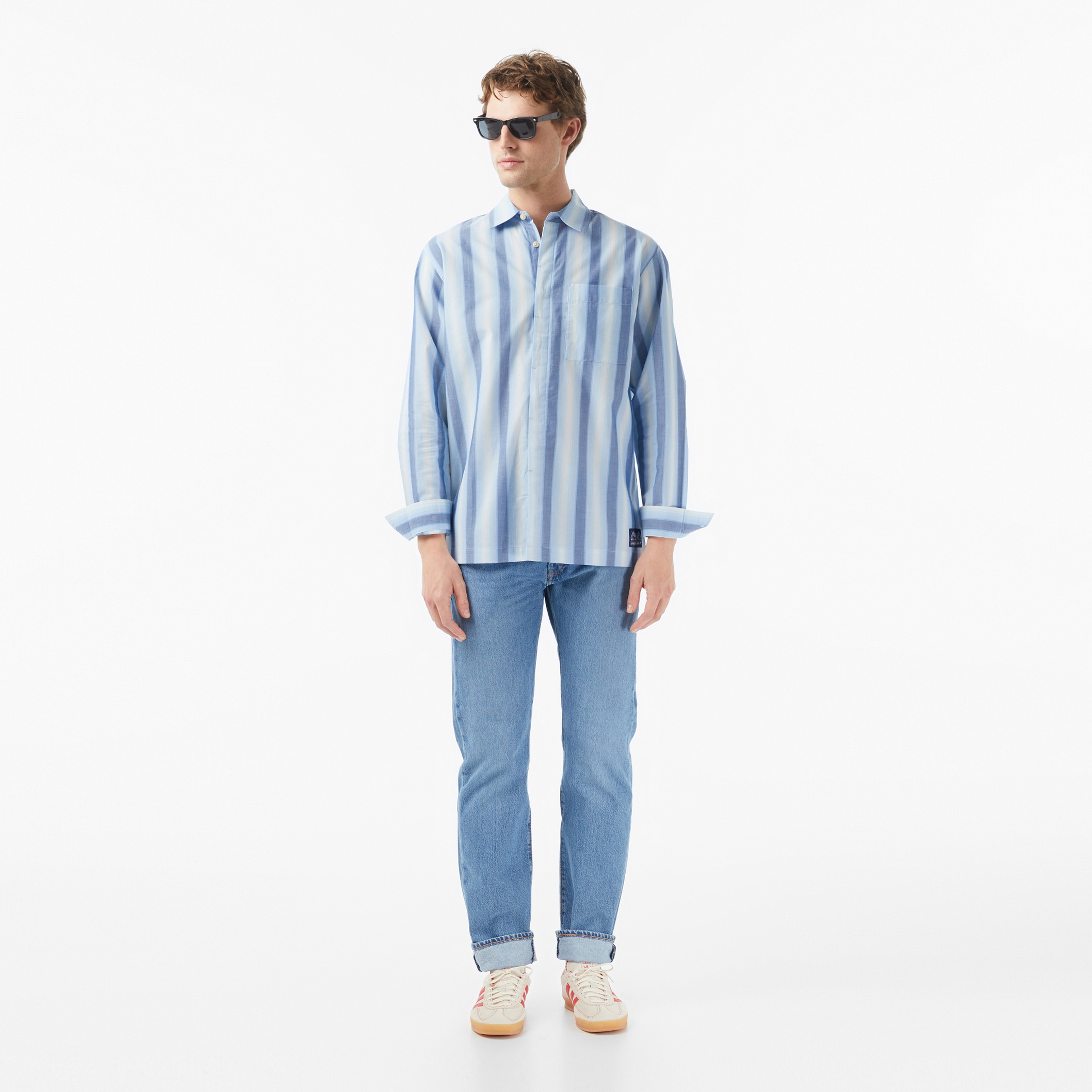 Scotch&Soda Shadow-Stripe Relaxed-Fit Erkek Lacivert Gömlek