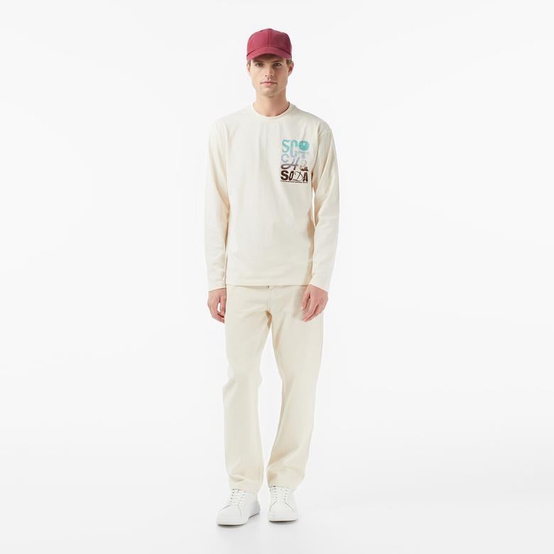 Scotch&Soda Relaxed Fit Artwork Erkek Bej T-Shirt