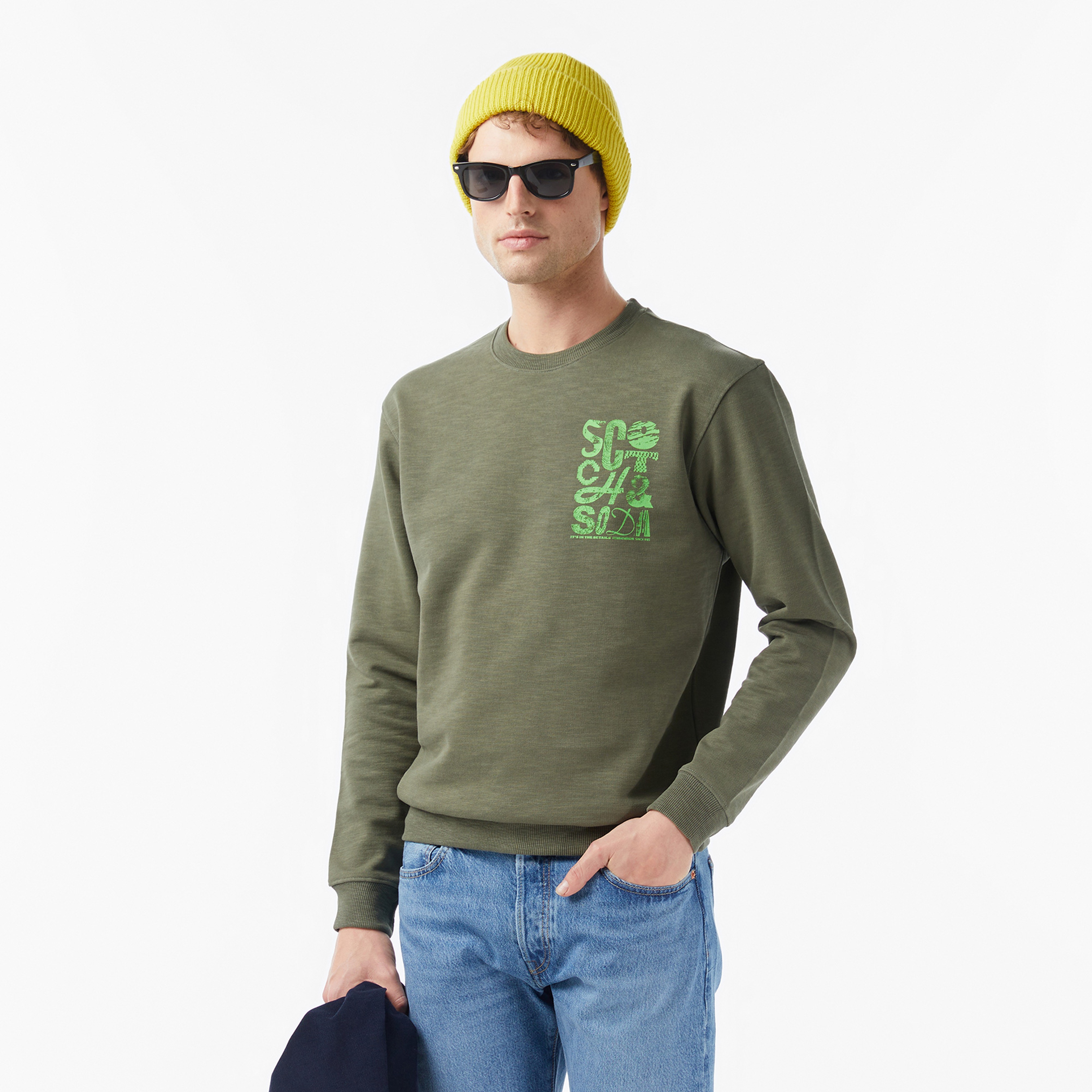 Scotch&Soda Left Chest Logo Erkek Yeşil Sweatshirt