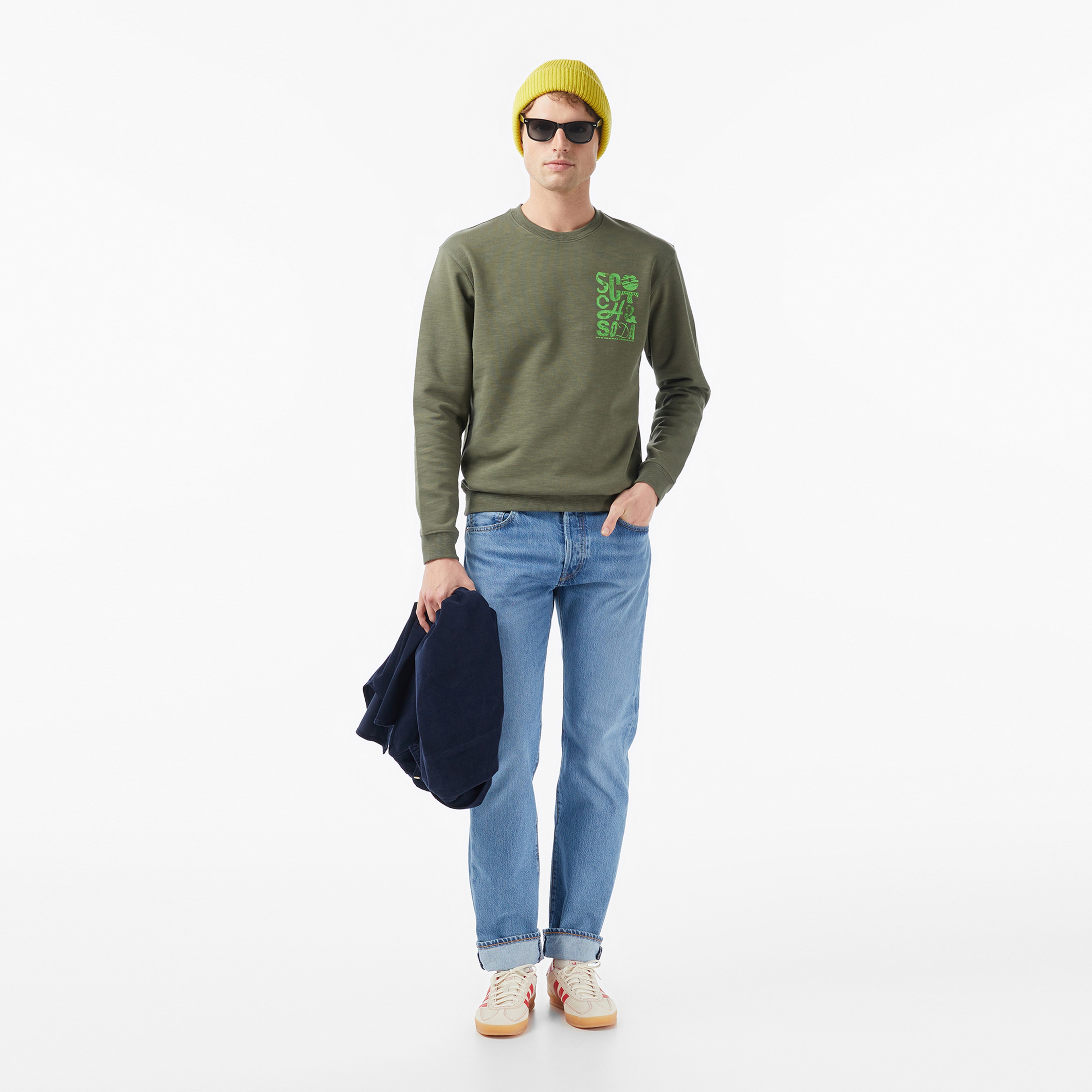 Scotch&Soda Left Chest Logo Erkek Yeşil Sweatshirt