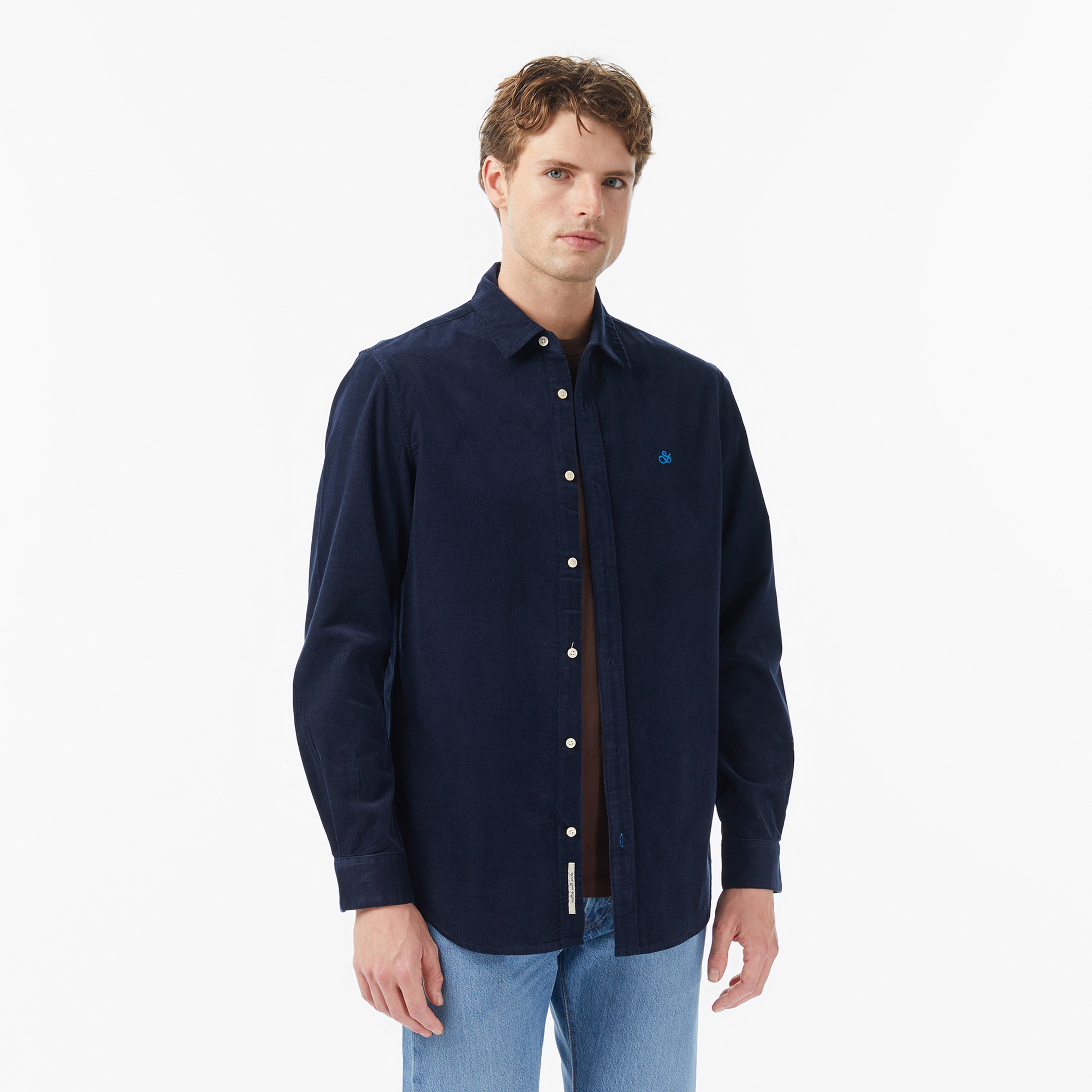 Scotch&Soda Regular-Fit Corduroy Erkek Lacivert Gömlek