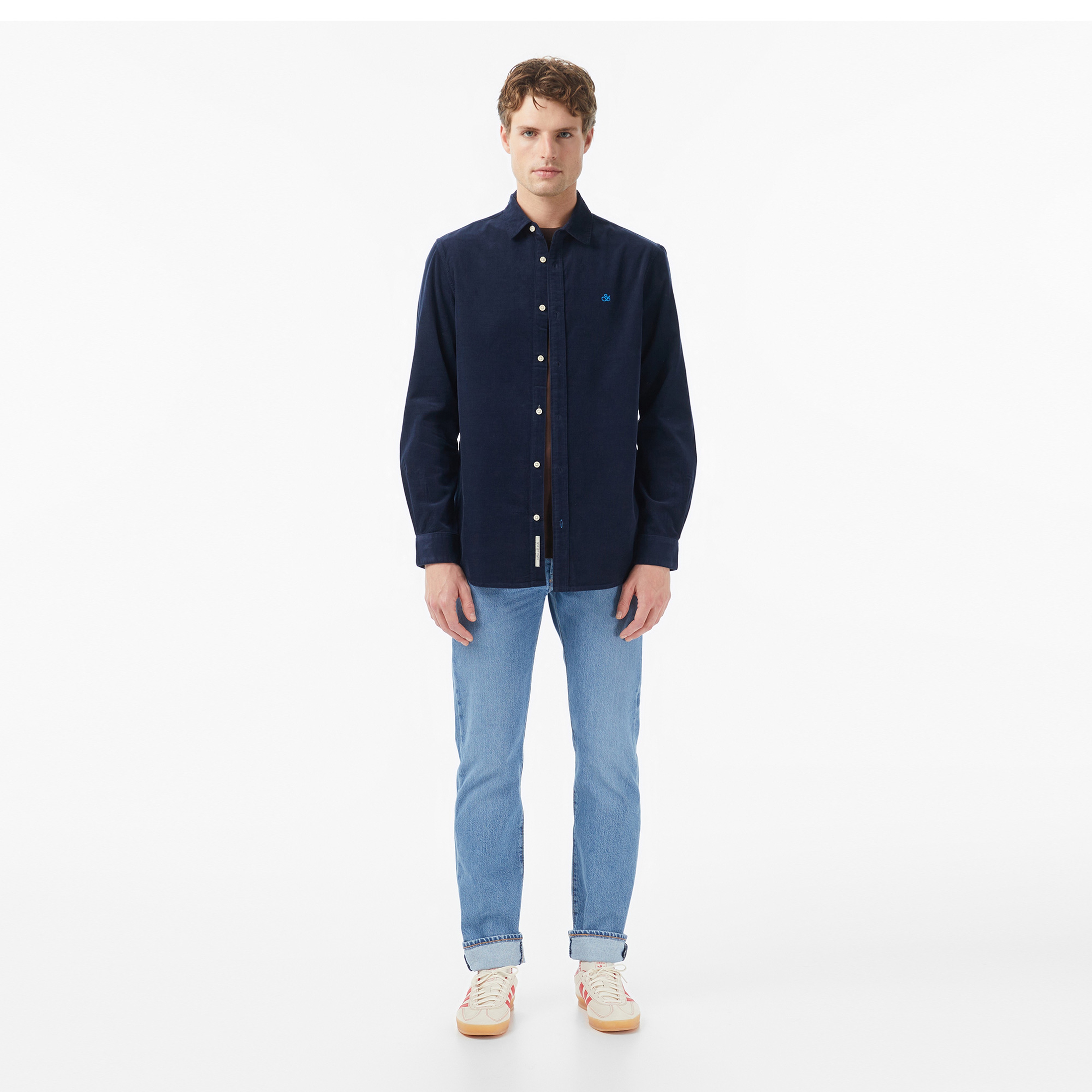 Scotch&Soda Regular-Fit Corduroy Erkek Lacivert Gömlek