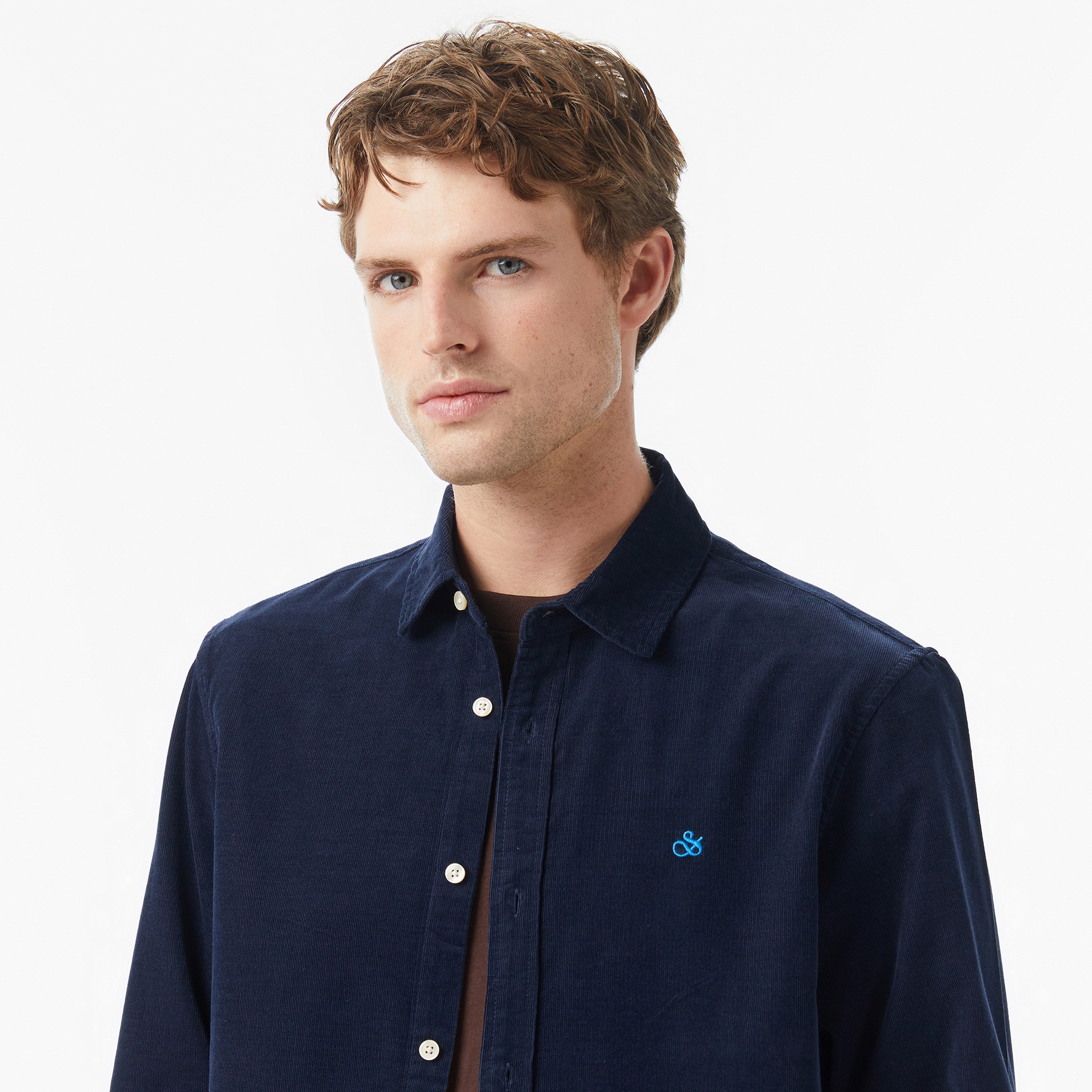 Scotch&Soda Regular-Fit Corduroy Erkek Lacivert Gömlek